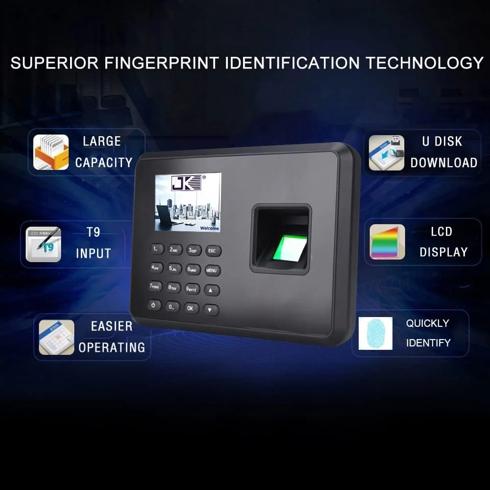 دستگاه حضور و غیاب Eacam، دستگاه کنترل دسترسی اثر انگشت بیومتریک هوشمند با رمز عبور، صفحه نمایش ال سی دی 2.4 اینچی، ضبط کننده ورود کارمندان، دستگاه حضور و غیاب با پشتیبانی از گزارش خروجی دیسک U
