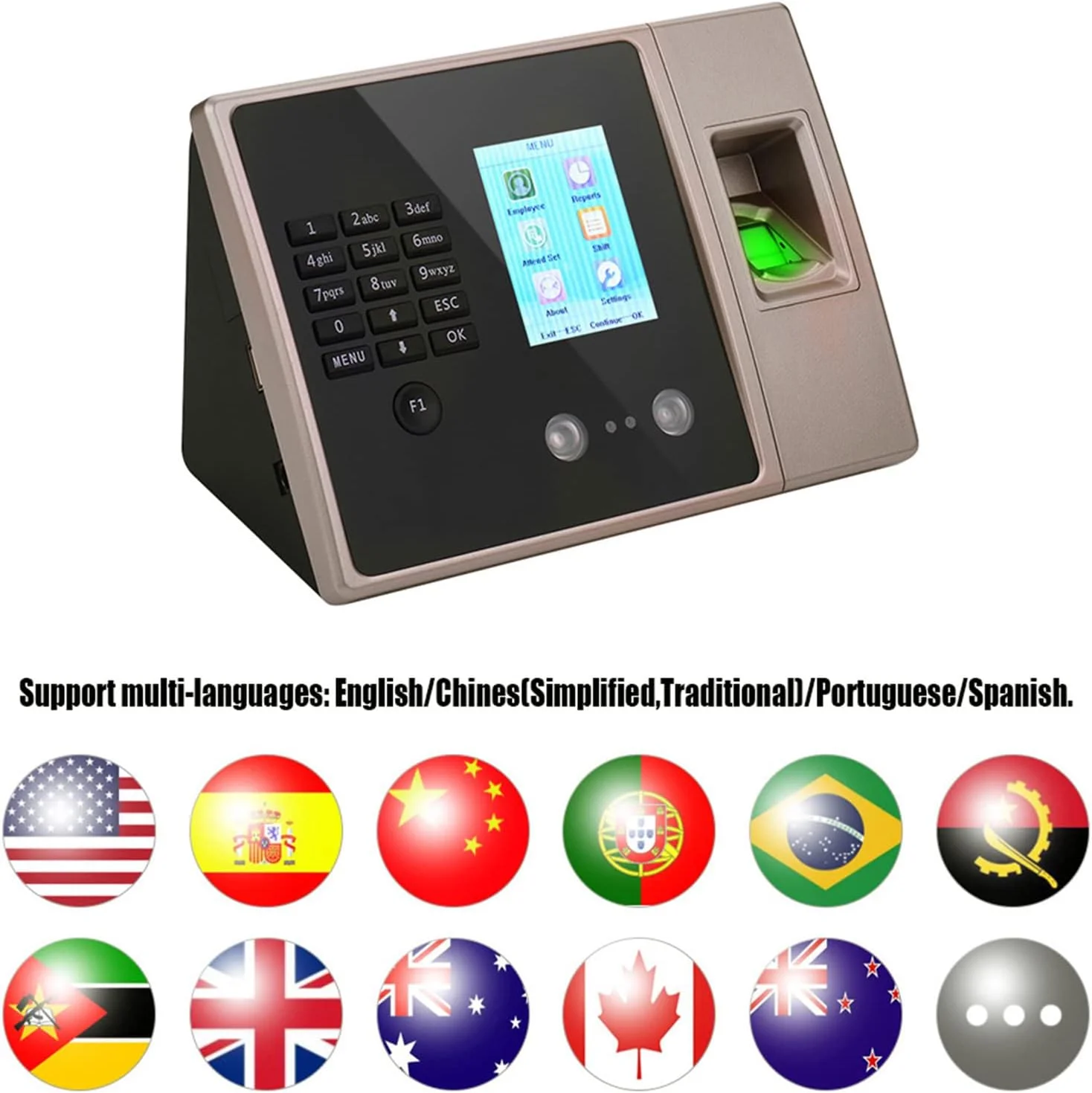 دستگاه حضور و غیاب هوشمند بیومتریک اثر انگشت آلیسا با صفحه نمایش HD، پشتیبانی از ساعت حضور و غیاب، تشخیص چهره، اثر انگشت، رمز عبور، ثبت ورود و خروج کارمندان، پشتیبانی از دسترسی به دیسک USB