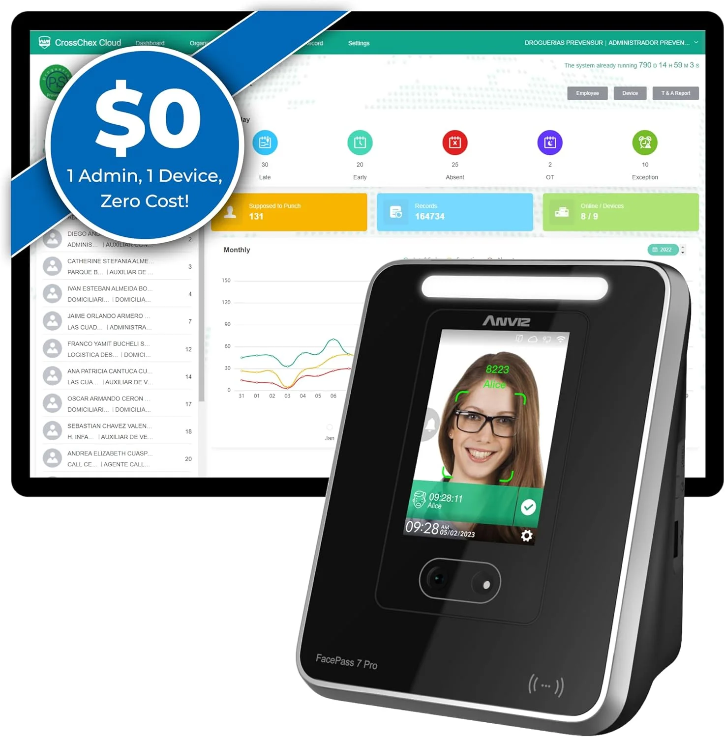 دستگاه حضور و غیاب تشخیص چهره Anviz FacePass 7 Pro