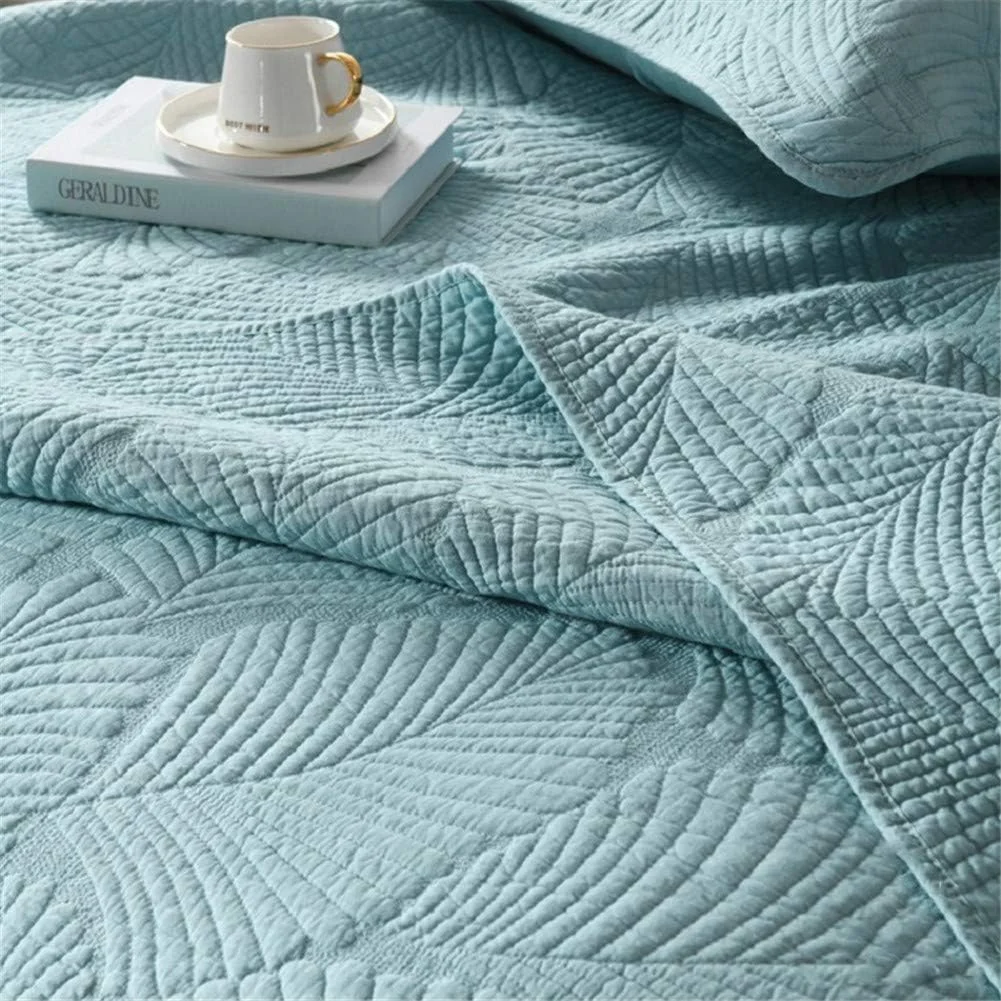 GZDrdkf Bedspread Quilt Set, 3 Piece Solid Color Cotton Coverlets Embroidered Quilts Bed Cover Sheets King Queen Size,Beige,250270CM