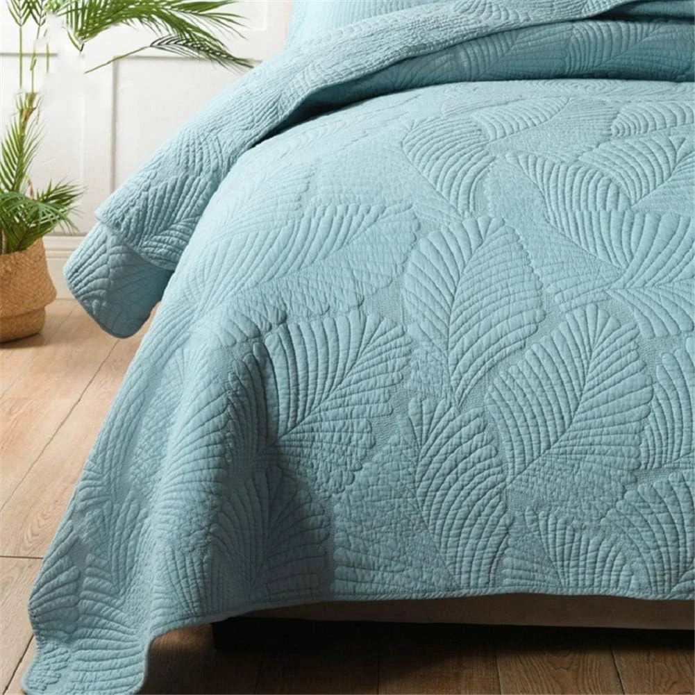 GZDrdkf Bedspread Quilt Set, 3 Piece Solid Color Cotton Coverlets Embroidered Quilts Bed Cover Sheets King Queen Size,Beige,250270CM