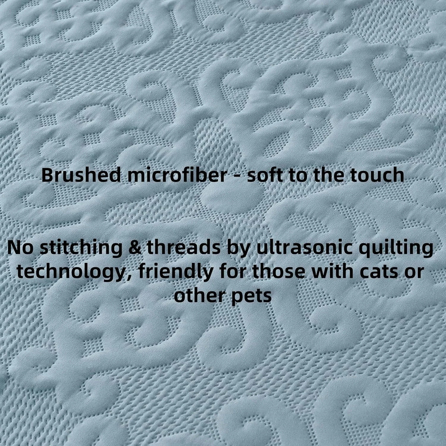 رو تختی کینگ سایز بزرگ Kingnex ابعاد 305x300 مناسب کالیفرنیا کینگ/تخت کینگ، ست لحاف سبک وزن و سه تکه شامل 1 لحاف و 2 روبالشی، آبی اسپا