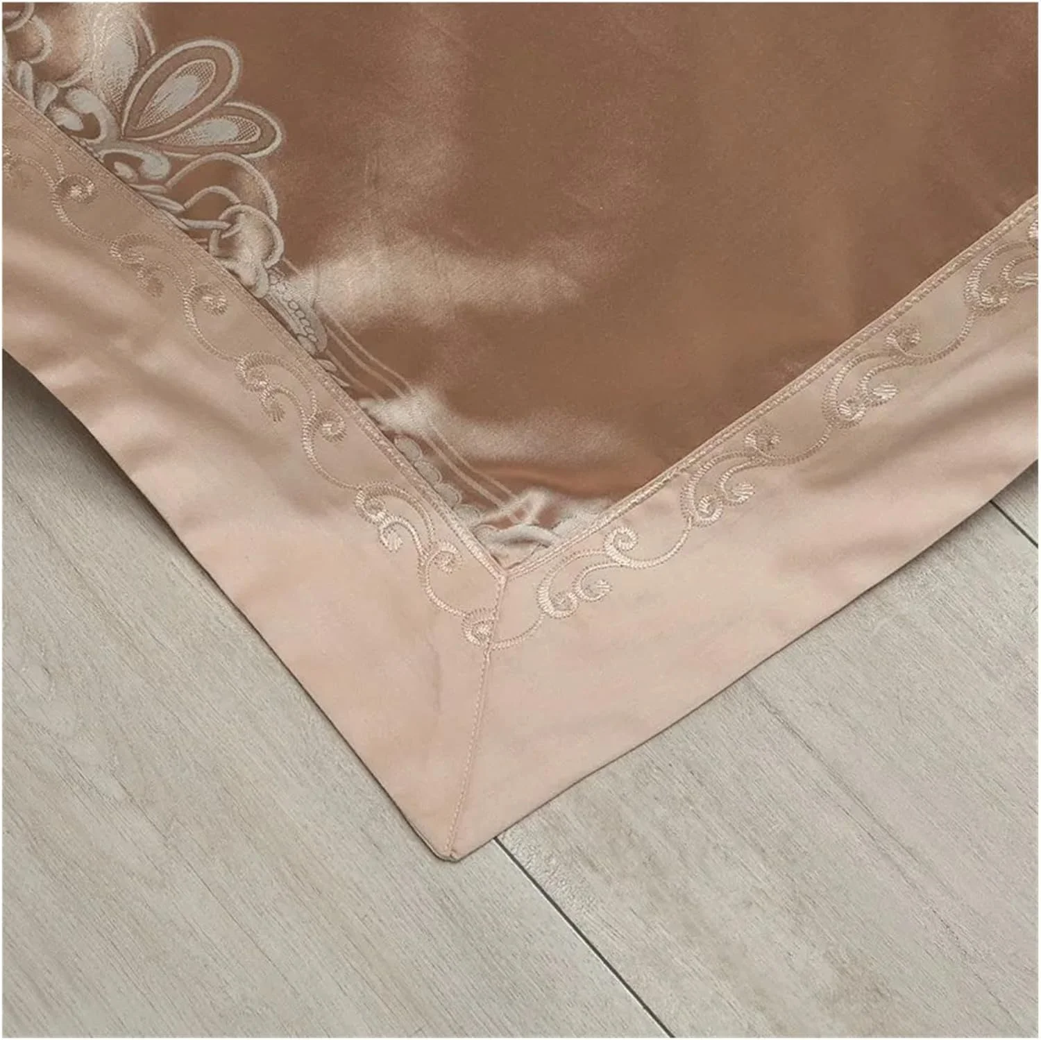 ست ملحفه 4 تکه رویال گونگساتین طرح ژاکارد شیک گلدوزی شده، ست ملحفه نرم و ابریشمی براق 4 تکه شامل روکش لحاف، روتختی پنبه‌ای لحاف‌دوزی شده و روبالشی، تخت خواب لوکس در یک کیف (سایز کوئین مناسب تخت 1.8 متری، 4 تکه)