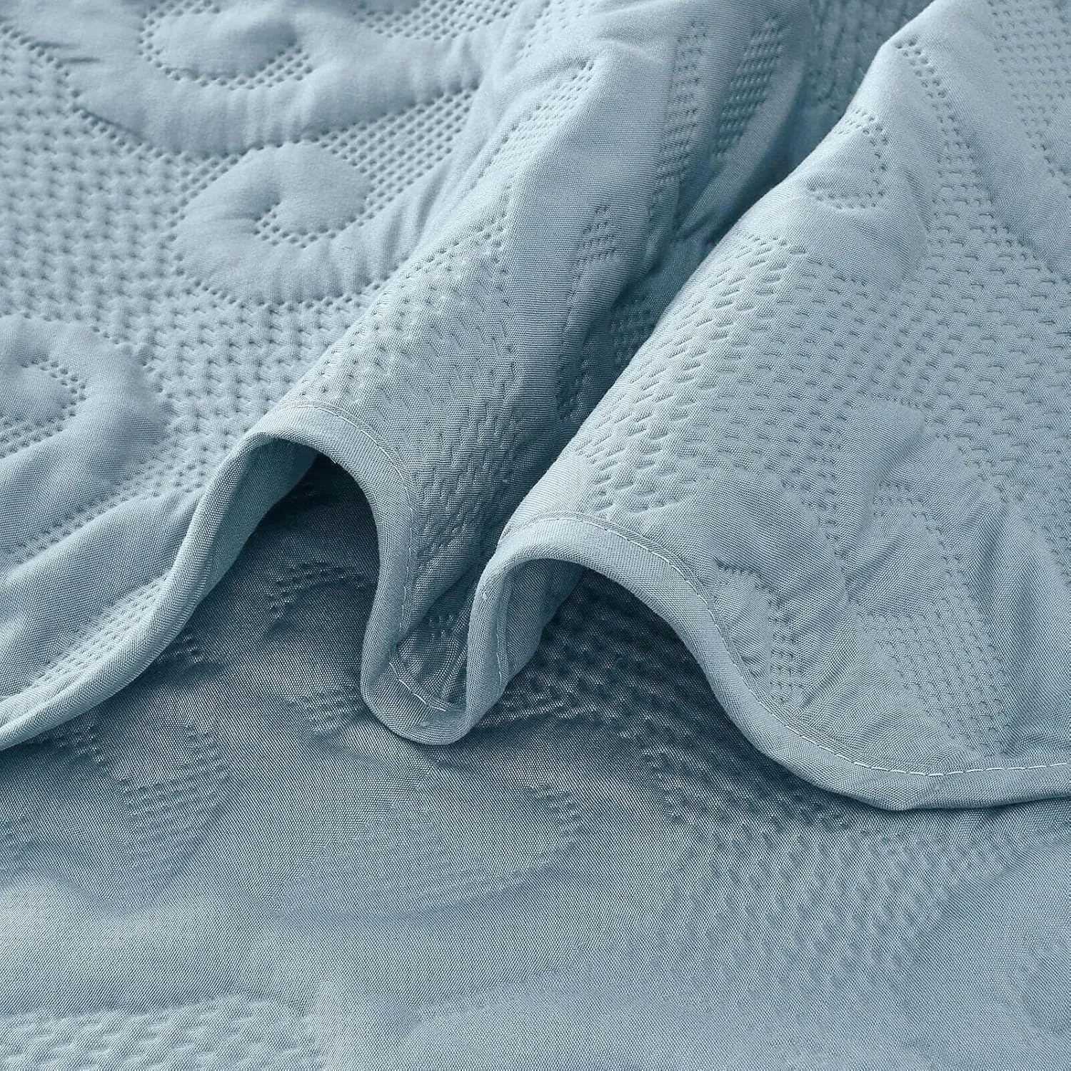 رو تختی کینگ سایز بزرگ Kingnex ابعاد 305x300 مناسب کالیفرنیا کینگ/تخت کینگ، ست لحاف سبک وزن و سه تکه شامل 1 لحاف و 2 روبالشی، آبی اسپا