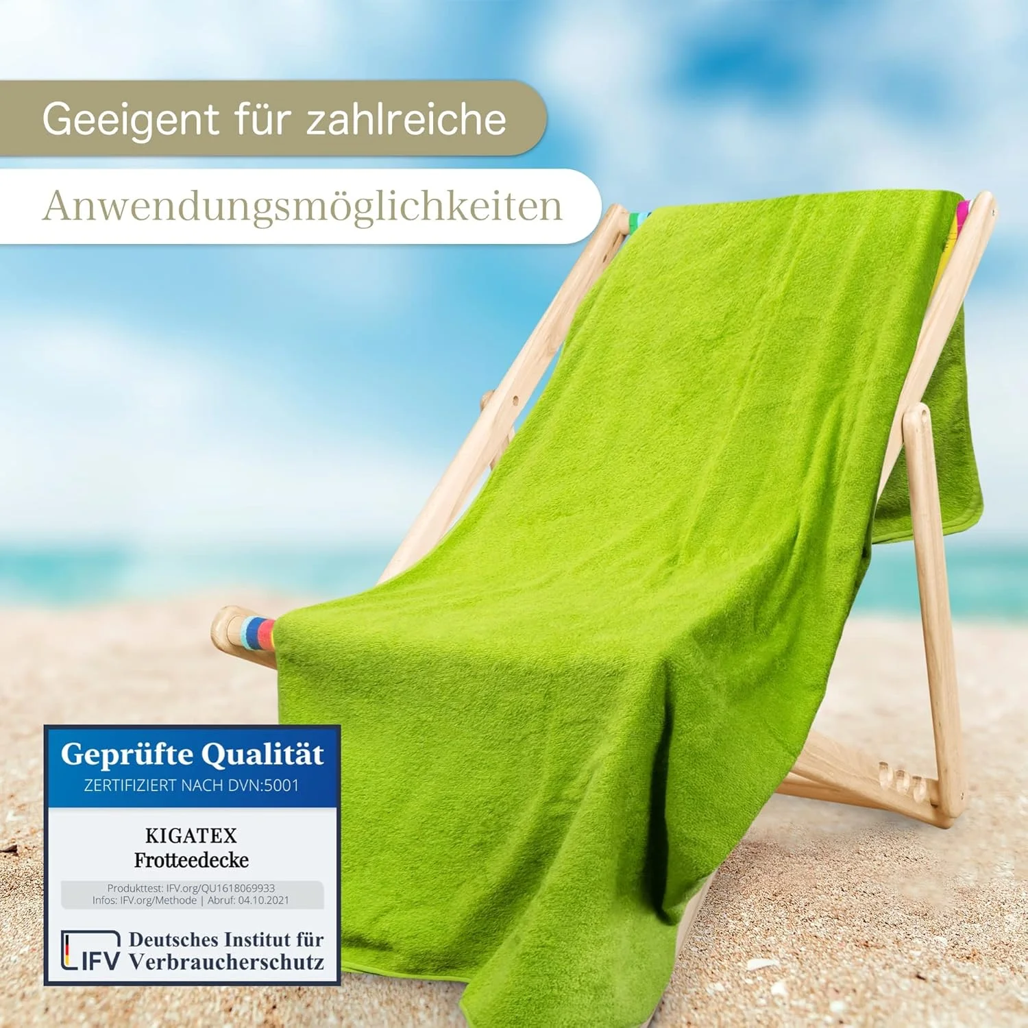 پتوی حوله ای کیگاتکس ساخته شده از 100% پنبه - پتوی تابستانی، روتختی، روکش تخت، حوله ساحلی - قابل شستشو - دارای گواهینامه Oeko-Tex - 150 x 200 سانتی متر - یشمی