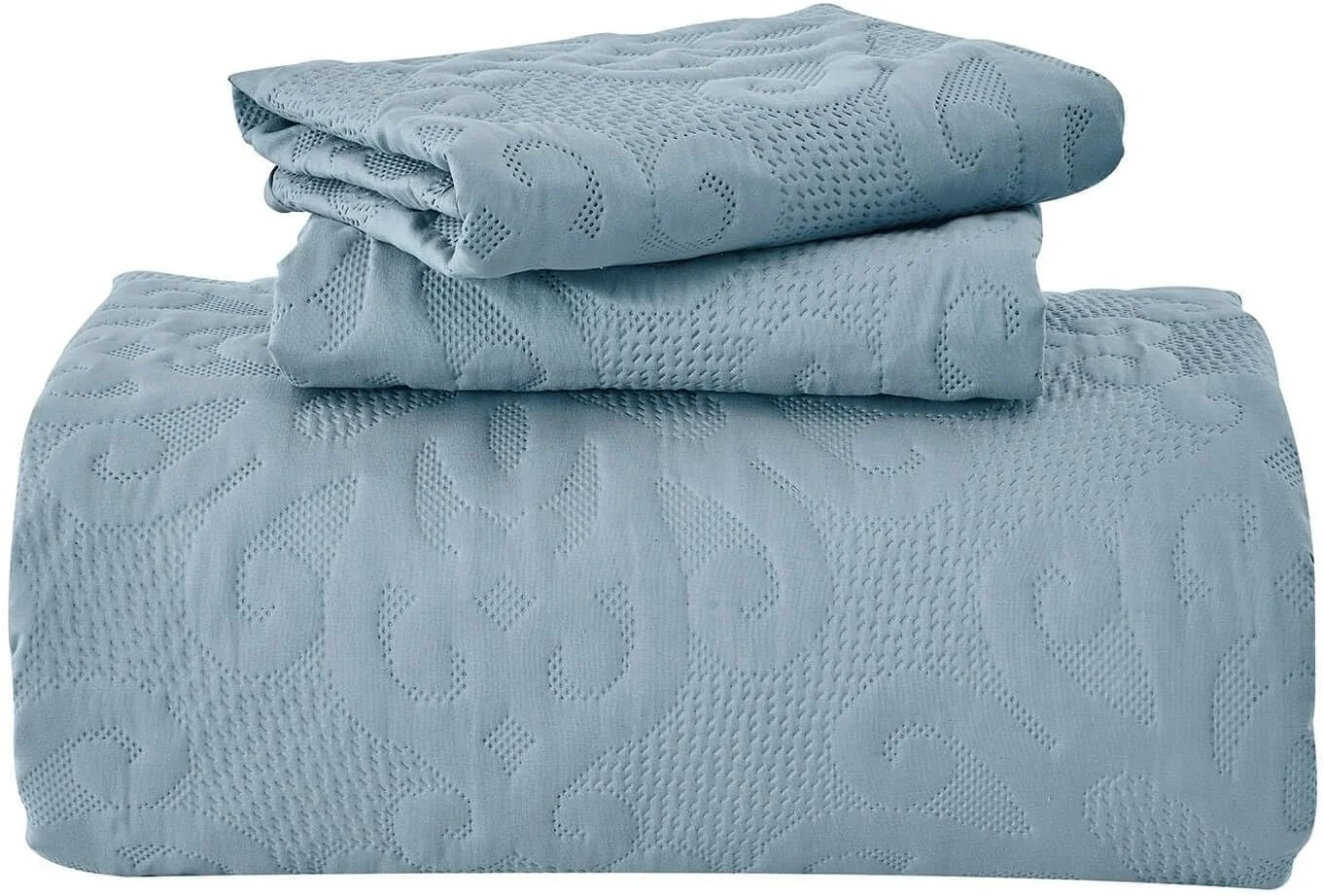 رو تختی کینگ سایز بزرگ Kingnex ابعاد 305x300 مناسب کالیفرنیا کینگ/تخت کینگ، ست لحاف سبک وزن و سه تکه شامل 1 لحاف و 2 روبالشی، آبی اسپا