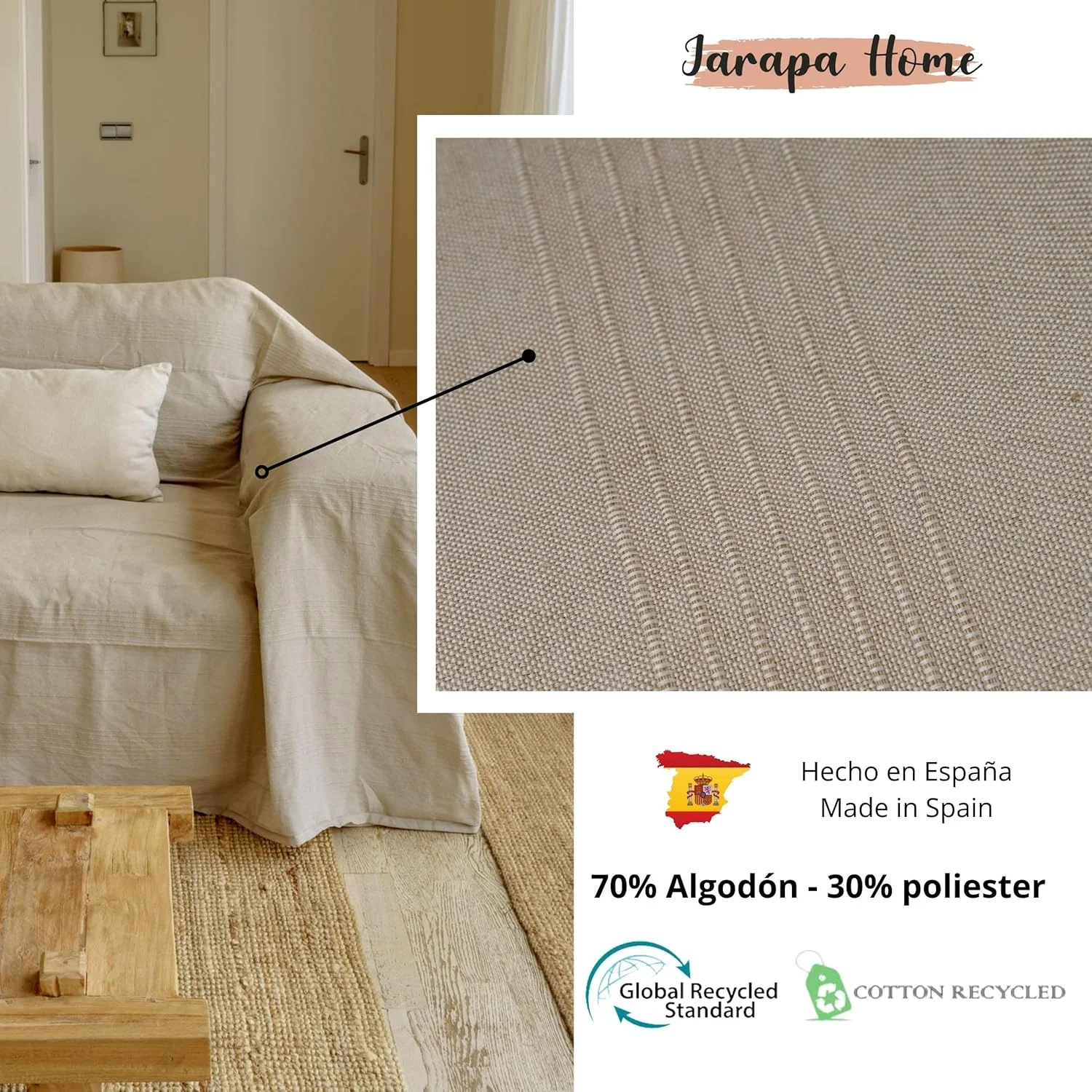 جاراپا هوم پتو لحاف و چند منظوره دست ساز با عشق برای مبل، لحاف های بژ و سفید. روکش مبل چهارخانه چند منظوره، روتختی مدرن بادوام و پارچه ای 150 53.90 (قهوه ای روشن، 180 x 280 سانتی متر)