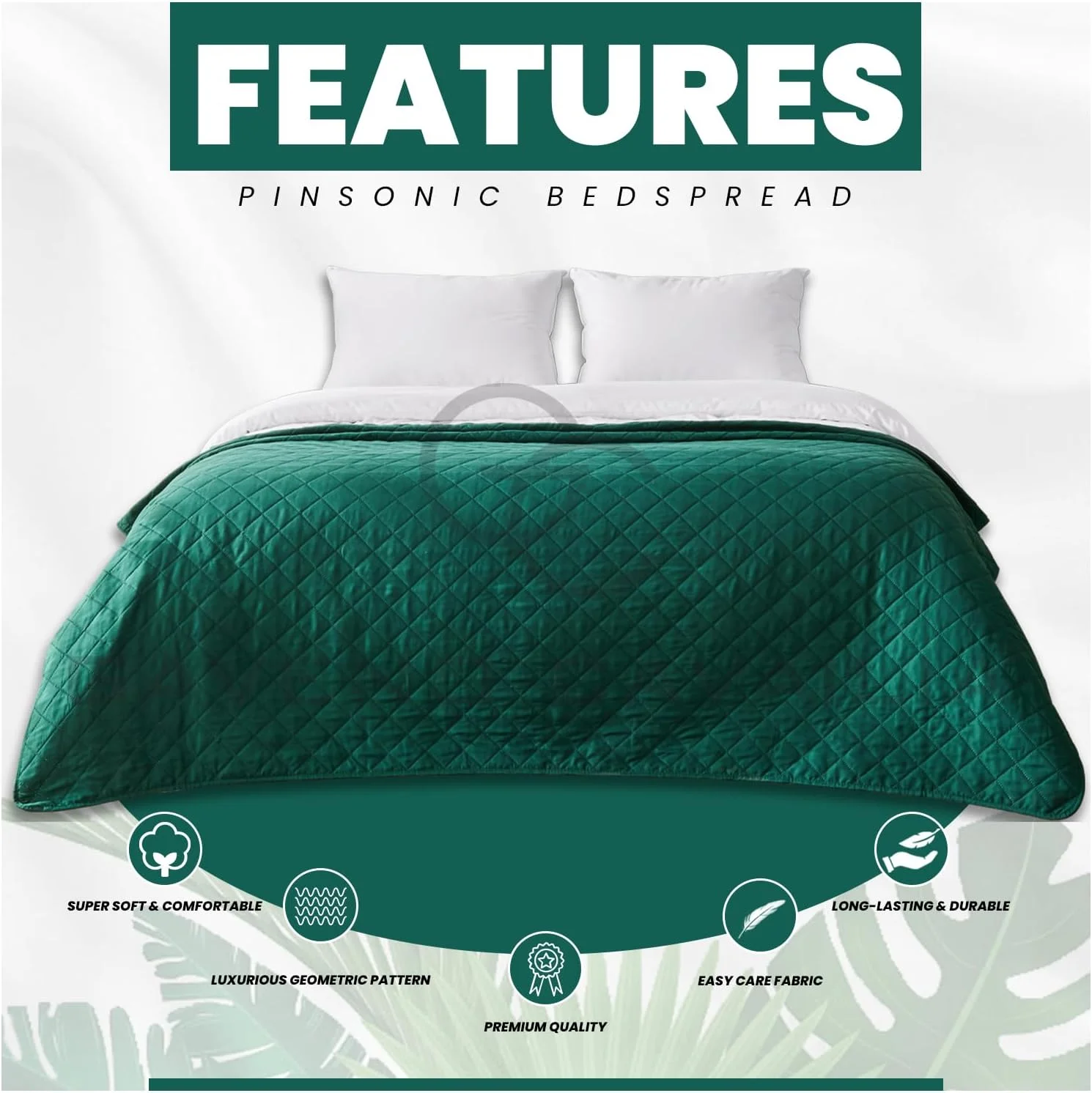 روتختی لحاف دار پینسونیک جی سی گاوِنو کاوالیا، لحاف سبک وزن، رو تختی بزرگ مبل، سبز، 150X200