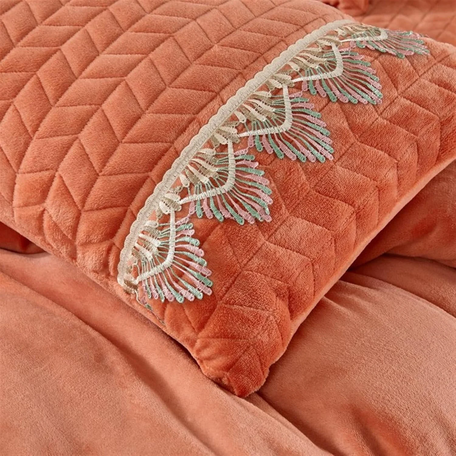 ست روتختی GLigeT، منسوجات خانگی، مخمل شیری سه بعدی، روتختی مرجانی ضخیم، ست لحاف دار 4 تکه، رنگ ثابت، مناسب تختخواب کامل زمستانی (رنگ: E، سایز: تخت 1.8 * 2.2 متر - 200x230 سانتی متر)