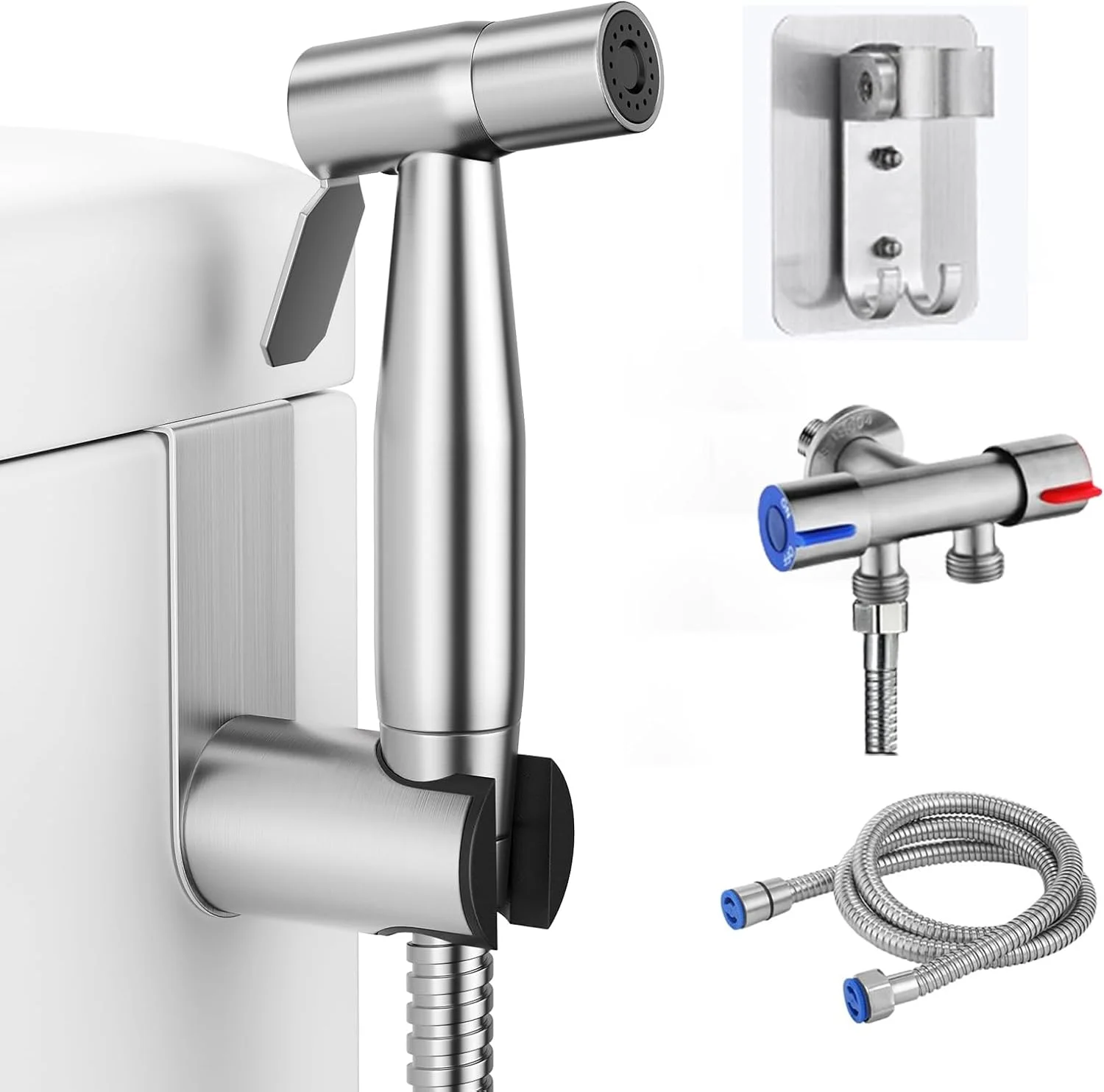 اسپری دستی توالت STAYOUNG، اسپری دوش توالت مسلم با فشار آب قابل تنظیم از طریق شلنگ بیده، برای بهداشت شخصی، حمام نوزاد و حیوانات خانگی و مراقبت از بانوان