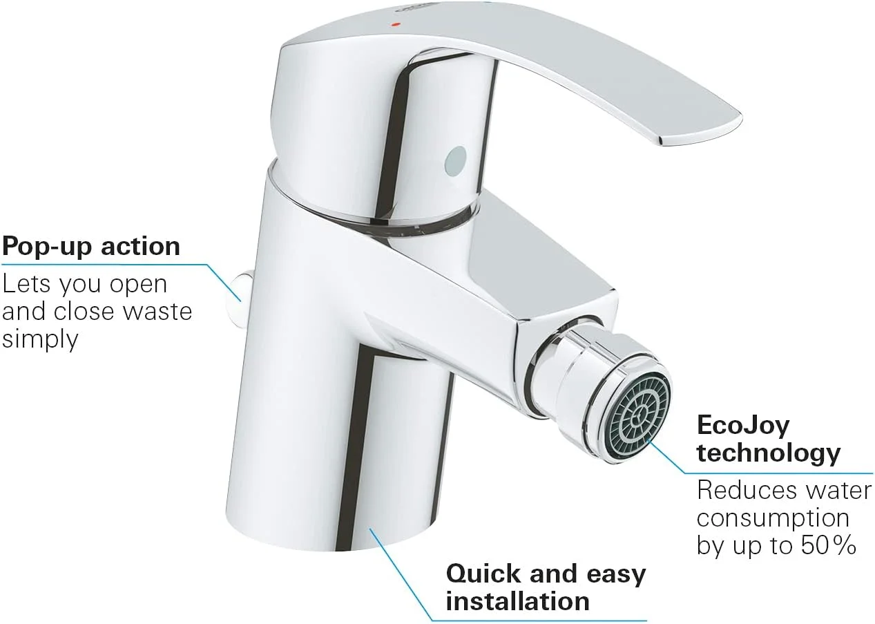 شیر بیده یورواسمارت GROHE | سایز S | پوشش بادوام | صرفه جویی در مصرف آب | با اتصالات توپی | لوازم حمام | کروم | 32929002 شیر بیده یورواسمارت GROHE | سایز S | پوشش بادوام | صرفه جویی در مصرف آب | با اتصالات توپی | لوازم حمام | کروم | 32929002