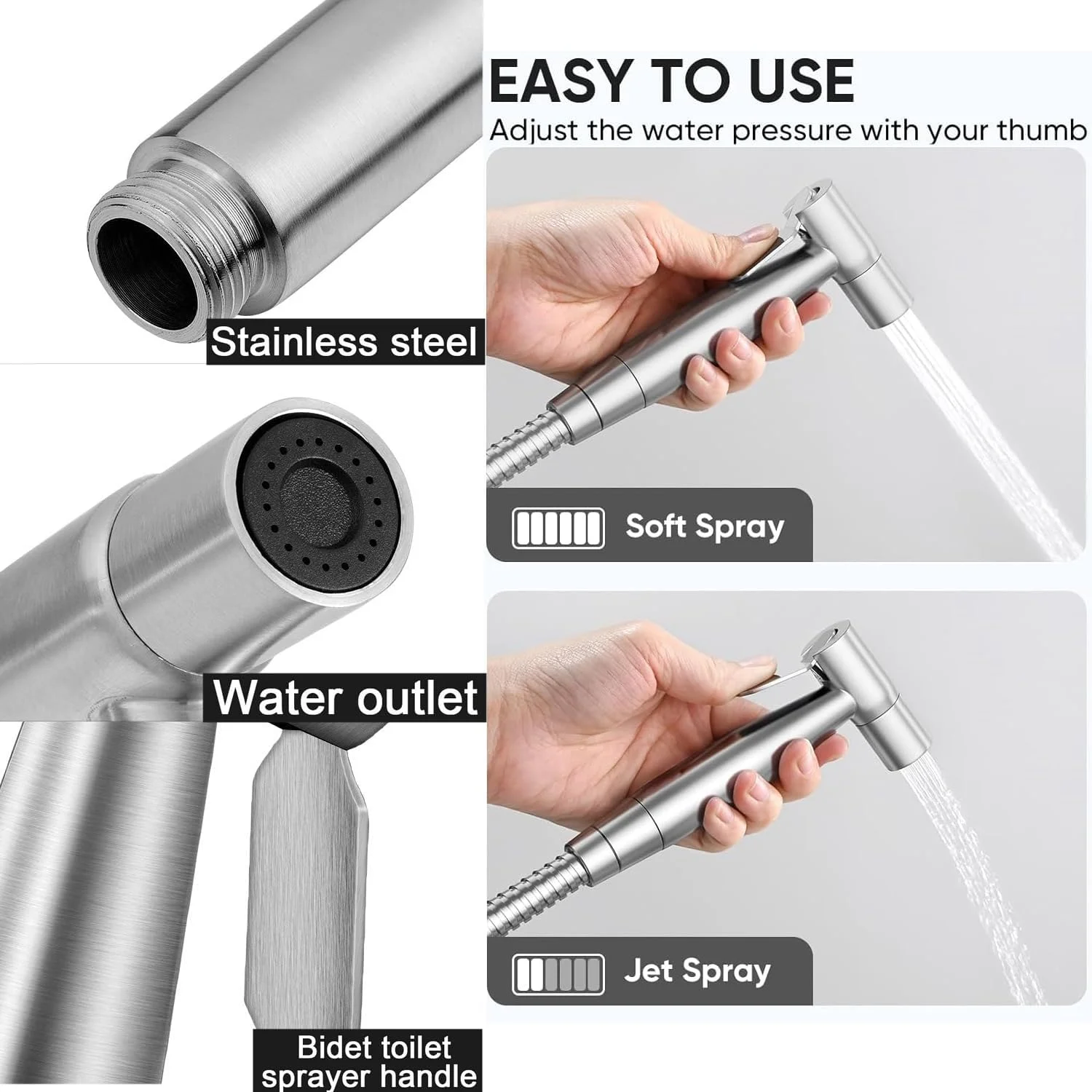 اسپری دستی توالت STAYOUNG، اسپری دوش توالت مسلم با فشار آب قابل تنظیم از طریق شلنگ بیده، برای بهداشت شخصی، حمام نوزاد و حیوانات خانگی و مراقبت از بانوان اسپری دستی توالت STAYOUNG، اسپری دوش توالت مسلم با فشار آب قابل تنظیم از طریق شلنگ بیده، برای بهداشت شخصی، حمام نوزاد و حیوانات خانگی و مراقبت از بانوان