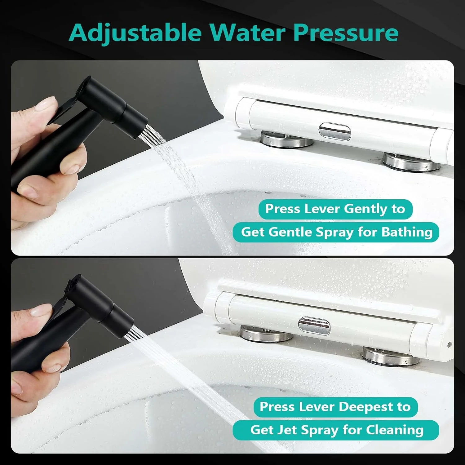 سر دوش بیده دستی BARROCK، استیل ضد زنگ، شاتاف جت اسپری، اتصال برای توالت، اسپری پوشک پارچه ای کودک با کنترل فشار آب قابل تنظیم، مشکی مات سر دوش بیده دستی BARROCK، استیل ضد زنگ، شاتاف جت اسپری، اتصال برای توالت، اسپری پوشک پارچه ای کودک با کنترل فشار آب قابل تنظیم، مشکی مات