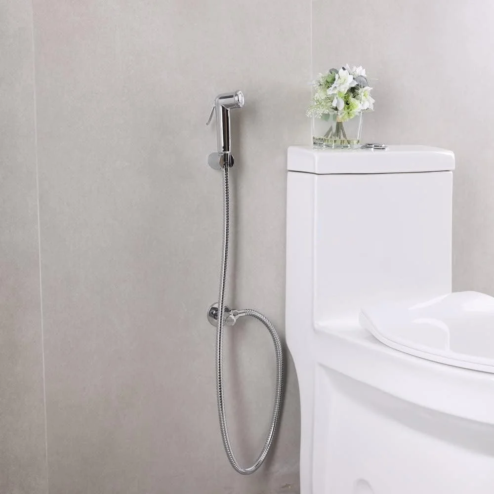 ست شاتاف کروم کلاسیک ABS Bold - استیل ضد زنگ با روکش کروم به همراه شلنگ EPDM، مهره های برنجی با روکش کروم و قلاب - طول 1 متر