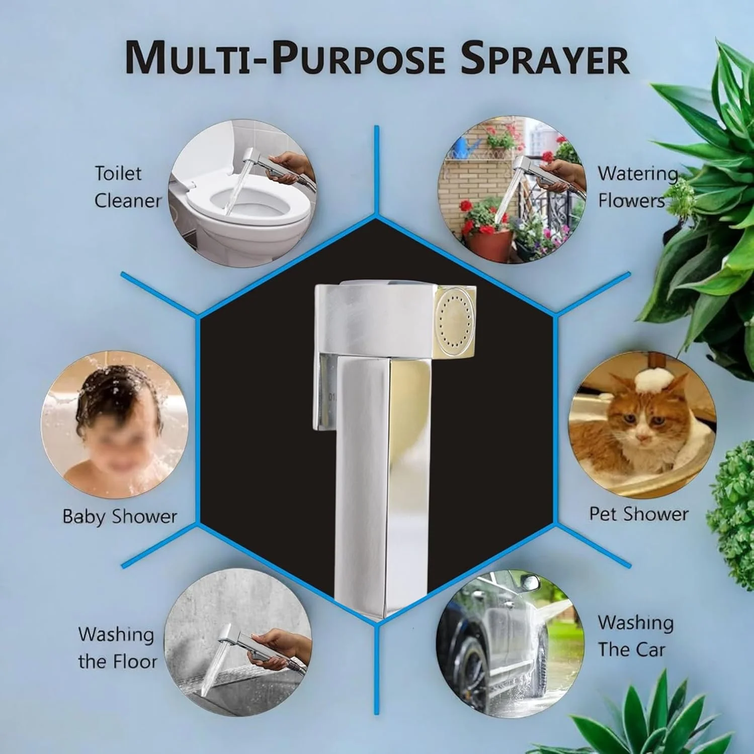 ست اسپری بیده دستی کروم برنجی ممتاز AZTON_S-IT-3900 – شلنگ استیل ضد زنگ 47 اینچی، شطاف دیواری برای توالت، واشر بهداشت شخصی – ضد نشت و نصب آسان