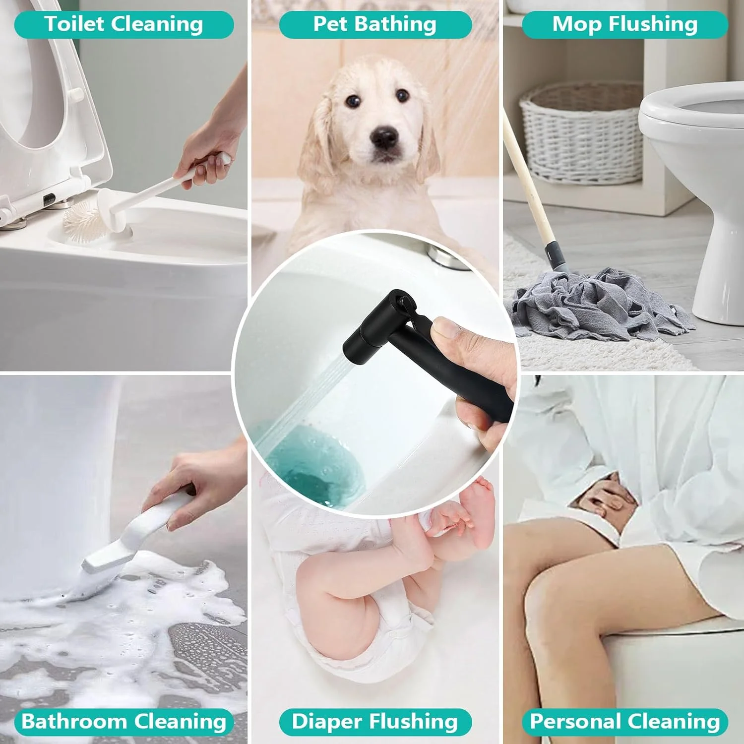 سر دوش بیده دستی BARROCK، استیل ضد زنگ، شاتاف جت اسپری، اتصال برای توالت، اسپری پوشک پارچه ای کودک با کنترل فشار آب قابل تنظیم، مشکی مات سر دوش بیده دستی BARROCK، استیل ضد زنگ، شاتاف جت اسپری، اتصال برای توالت، اسپری پوشک پارچه ای کودک با کنترل فشار آب قابل تنظیم، مشکی مات