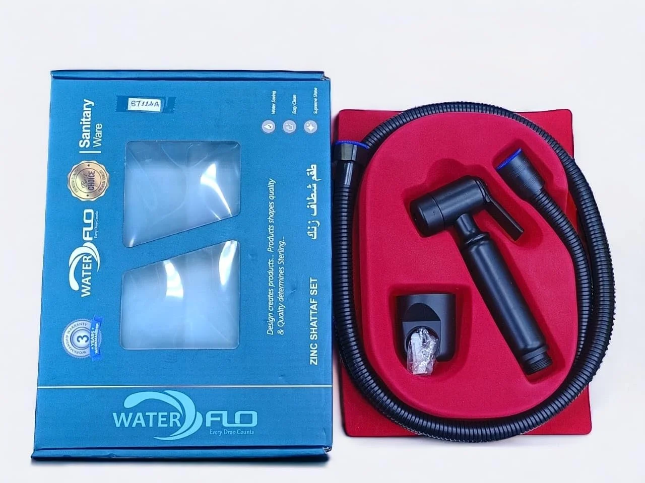 ست اسپری بیده دستی AL ARQAM از جنس زینک برای توالت - شطاف فشار قوی با شلنگ، پایه دیواری و کیت نصب - اسپری بهداشت حمام، ضد نشت، نصب آسان - مشکی