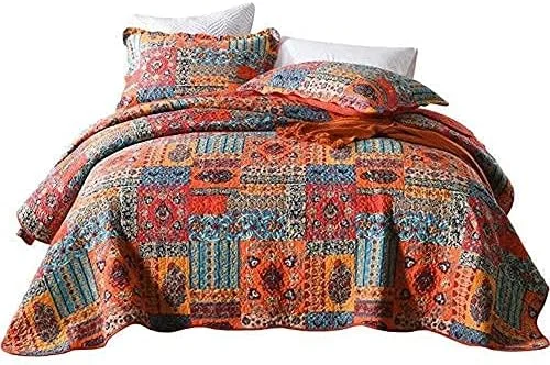 رو تختی پنبه ای بوهمی گارکان، روتختی دو نفره چند منظوره، لحاف سه تکه، لحاف تکه دوزی شده گلدوزی شده درجه یک، رو تختی تزئینی سایز کینگ (230x250 سانتی متر) و 2 عدد روبالشی (50x70 سانتی متر) رو تختی پنبه ای بوهمی گارکان، روتختی دو نفره چند منظوره، لحاف سه تکه، لحاف تکه دوزی شده گلدوزی شده درجه یک، رو تختی تزئینی سایز کینگ (230x250 سانتی متر) و 2 عدد روبالشی (50x70 سانتی متر)