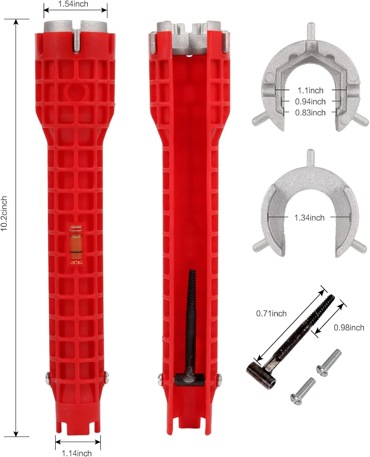 ابزار نصب شیرآلات و سینک HOGOOD Excefore، (8 در 1) آچار چند منظوره سینک شیرآلات حمام برای لوله کشی توالت/سینک/حمام/آشپزخانه، آچار چند منظوره ابزار لوله کشی (قرمز)
