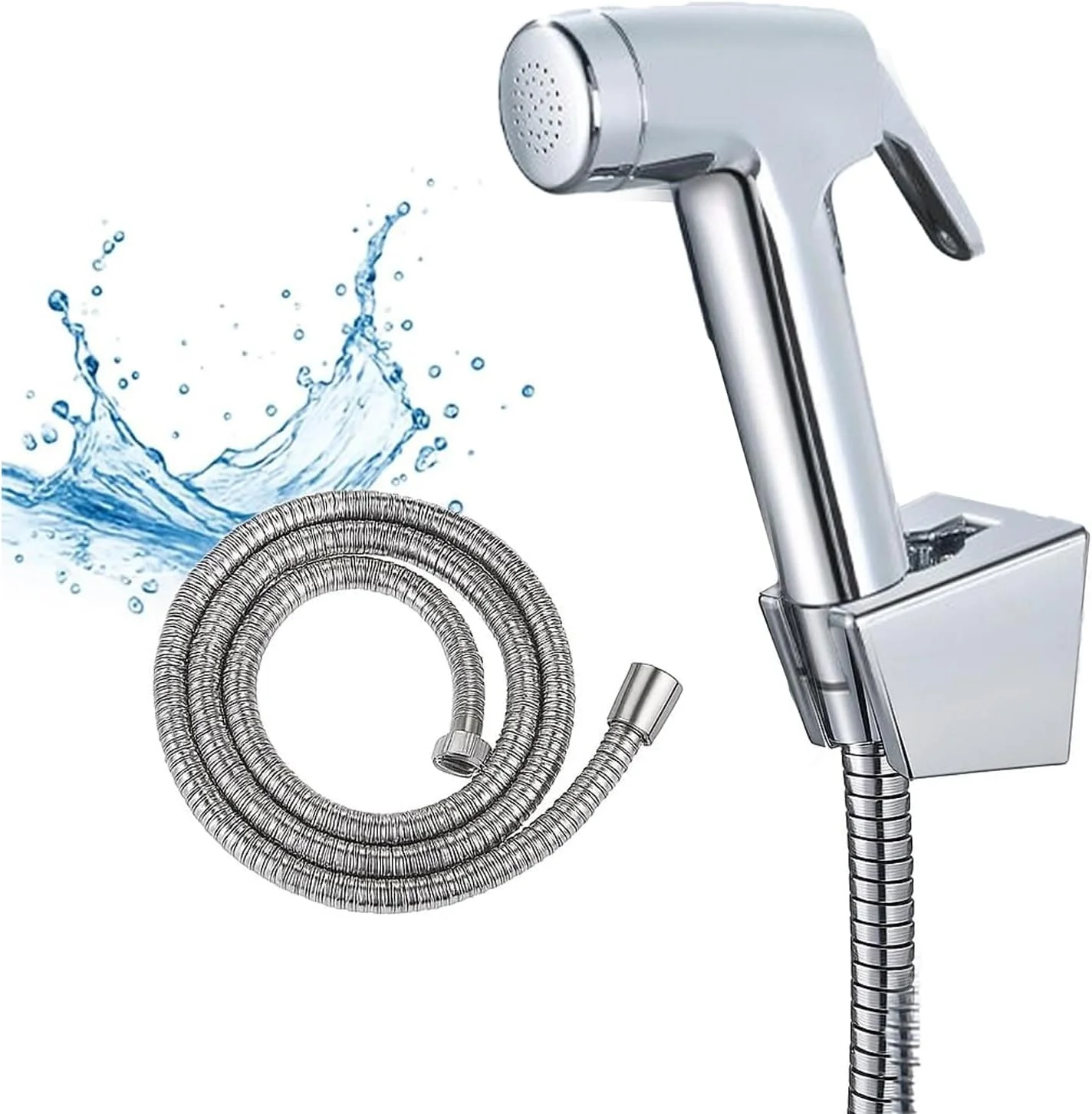 اسپری دستی بیده AMERTEER - ست شاتاف توالت با شلنگ بیده استیل 47 اینچی - اسپری جت دوش اسلامی برای توالت - اسپری دستی دیواری حمام برای بهداشت شخصی