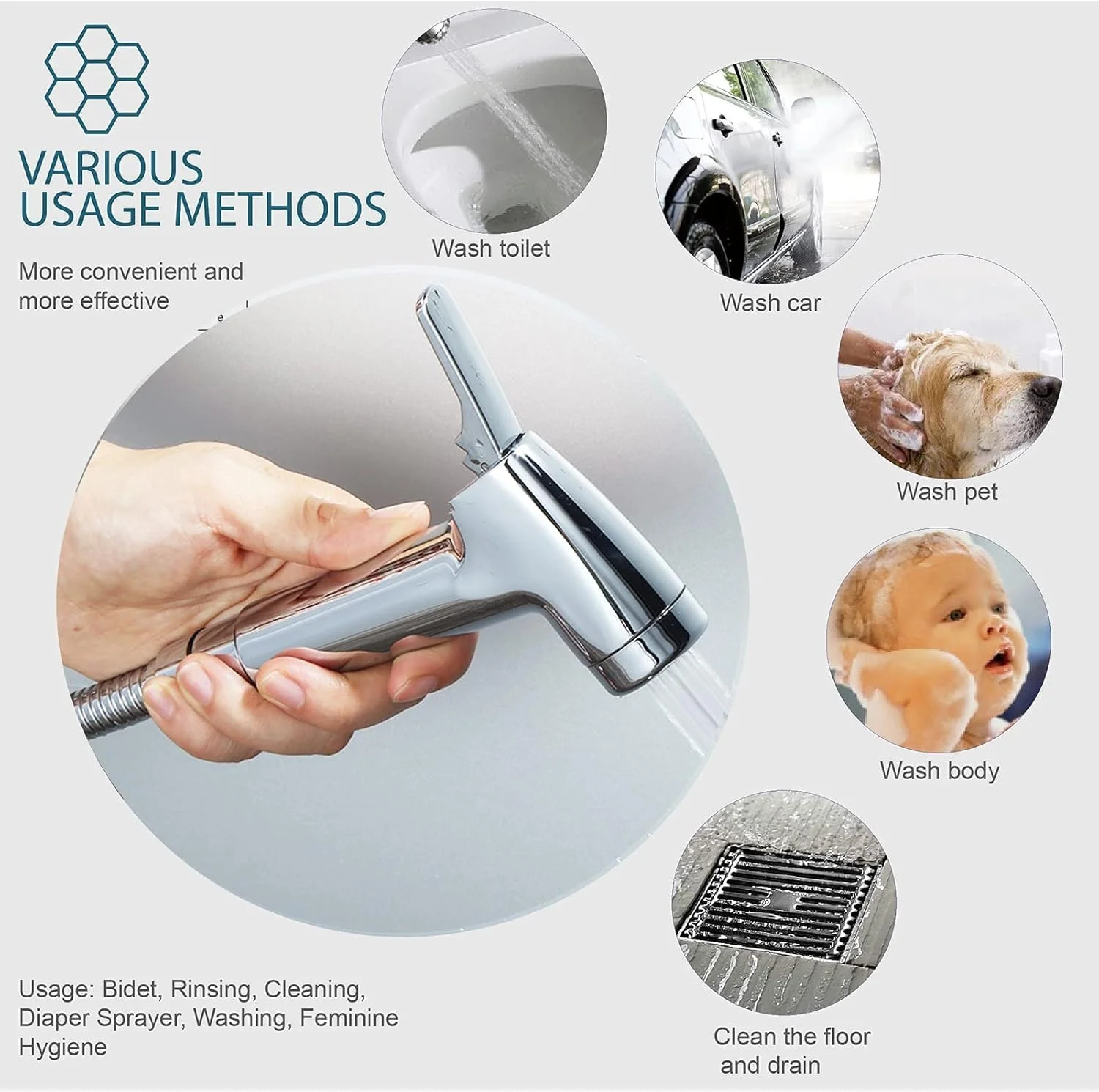 اسپری دستی بیده AMERTEER - ست شاتاف توالت با شلنگ بیده استیل 47 اینچی - اسپری جت دوش اسلامی برای توالت - اسپری دستی دیواری حمام برای بهداشت شخصی اسپری دستی بیده AMERTEER - ست شاتاف توالت با شلنگ بیده استیل 47 اینچی - اسپری جت دوش اسلامی برای توالت - اسپری دستی دیواری حمام برای بهداشت شخصی