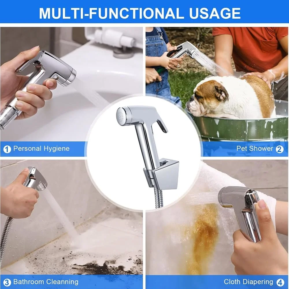 اسپری دستی بیده AMERTEER - ست شاتاف توالت با شلنگ بیده استیل 47 اینچی - اسپری جت دوش اسلامی برای توالت - اسپری دستی دیواری حمام برای بهداشت شخصی اسپری دستی بیده AMERTEER - ست شاتاف توالت با شلنگ بیده استیل 47 اینچی - اسپری جت دوش اسلامی برای توالت - اسپری دستی دیواری حمام برای بهداشت شخصی