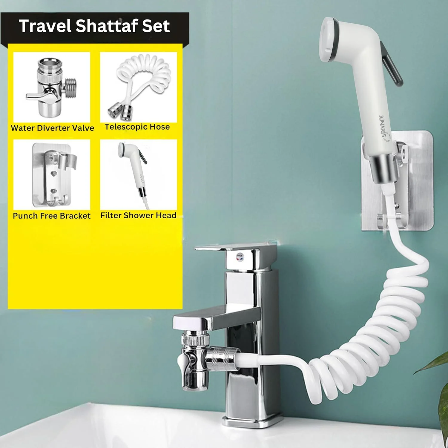 ست بیده قابل حمل جوناریس شطاف مسافرتی - نصب آسان و قابل استفاده مجدد با لوله 280 سانتی متری قابل افزایش - آداپتور شیر G1/2 با نگهدارنده دیواری چسبی و کیف مسافرتی شطاف المسافر (JJAASS002) ست بیده قابل حمل جوناریس شطاف مسافرتی - نصب آسان و قابل استفاده مجدد با لوله 280 سانتی متری قابل افزایش - آداپتور شیر G1/2 با نگهدارنده دیواری چسبی و کیف مسافرتی شطاف المسافر (JJAASS002)