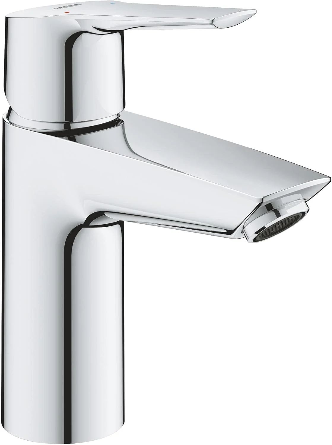 شیر روشویی پایه بلند GROHE QUICKFIX Start با تخلیه اتوماتیک (سایز 165 میلی متر، کارتریج سرامیکی 28 میلی متر، فناوری صرفه جویی در آب)، ابزار 3 در 1، شلنگ 3/8 اینچ، کروم، 23550002