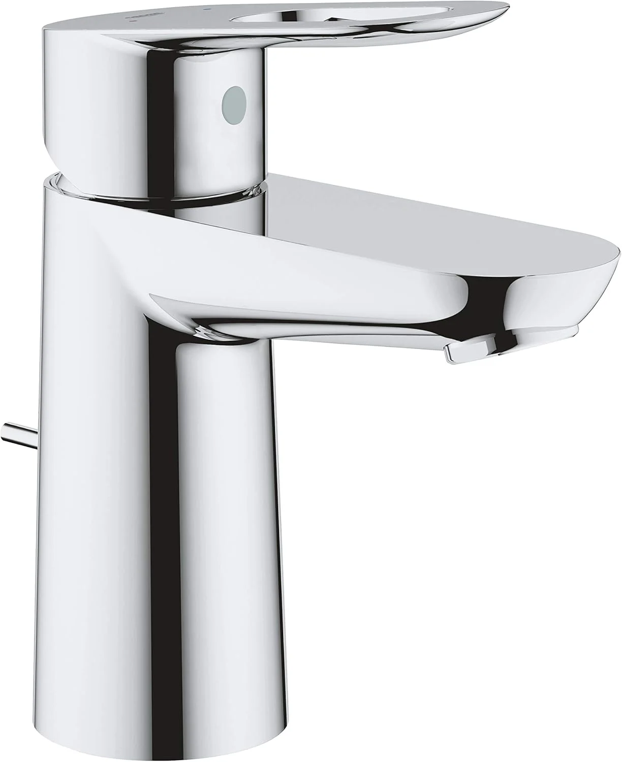 شیر روشویی تک اهرمی GROHE BauLoop | سایز S | به همراه سیفون پلاستیکی بالاجهنده | شیر آب صرفه جویی در مصرف آب | لوازم حمام | کروم | 23335000