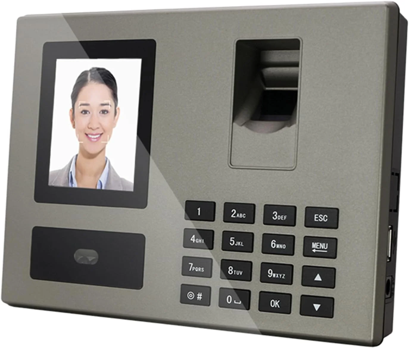 دستگاه حضور و غیاب هوشمند تشخیص چهره، اثر انگشت و رمز عبور برای کارکنان، صفحه نمایش 2.8 اینچی TFT، دوربین دوگانه، شناسایی سریع، پشتیبانی از خروجی داده، 8 زبان سیستم، Time DOOMUN