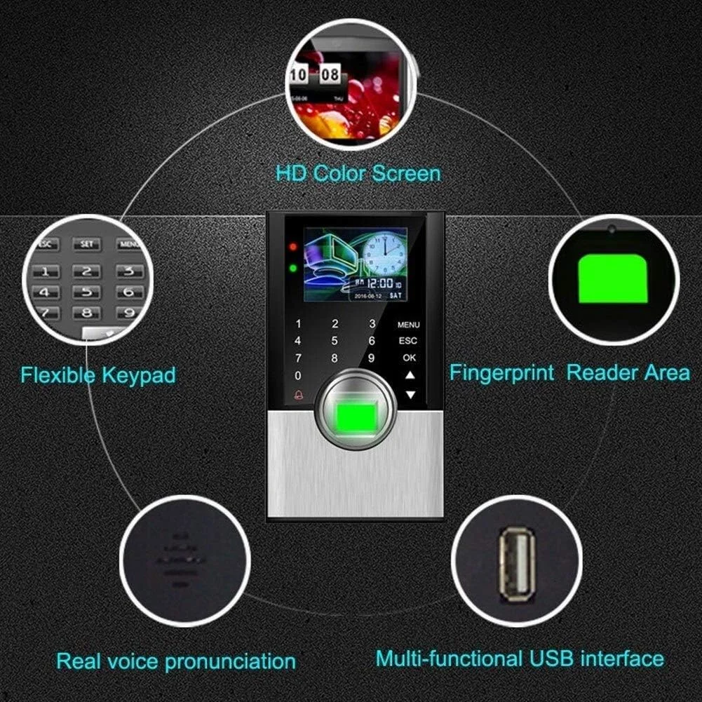 سیستم حضور و غیاب اثر انگشتی بیومتریک HANZALA مدل TCPIP با قابلیت کارتخوان RFID و ثبت تردد کارکنان