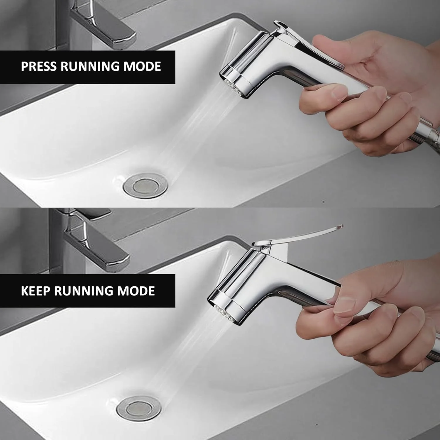 ست شطاف، اسپری بیده توالت با شلنگ بیده استیل ضد زنگ 47 اینچی، اسپری حمام برای بهداشت شخصی، کروم، 3 حالت فشار آب قابل تنظیم اسپری بیده با تنظیم کننده های جریان