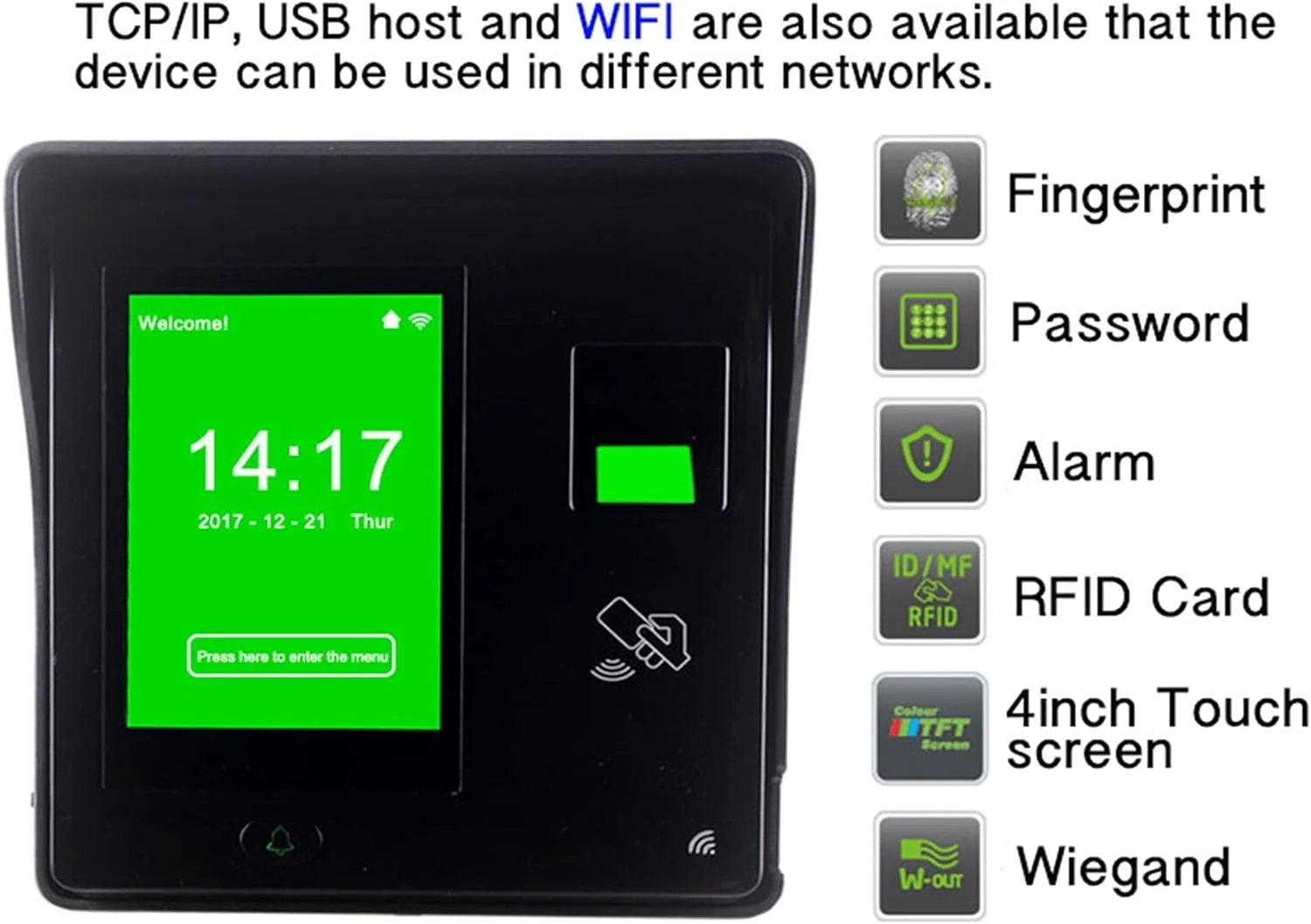 دستگاه حضور و غیاب اثر انگشتی وای فای استاندارد تجهیزات الکترونیکی سازمانی NUPONO، سیستم حضور و غیاب بیومتریک، ساعت حضور و غیاب سازمانی (سایز: 1) دستگاه حضور و غیاب اثر انگشتی وای فای استاندارد تجهیزات الکترونیکی سازمانی NUPONO، سیستم حضور و غیاب بیومتریک، ساعت حضور و غیاب سازمانی (سایز: 1)