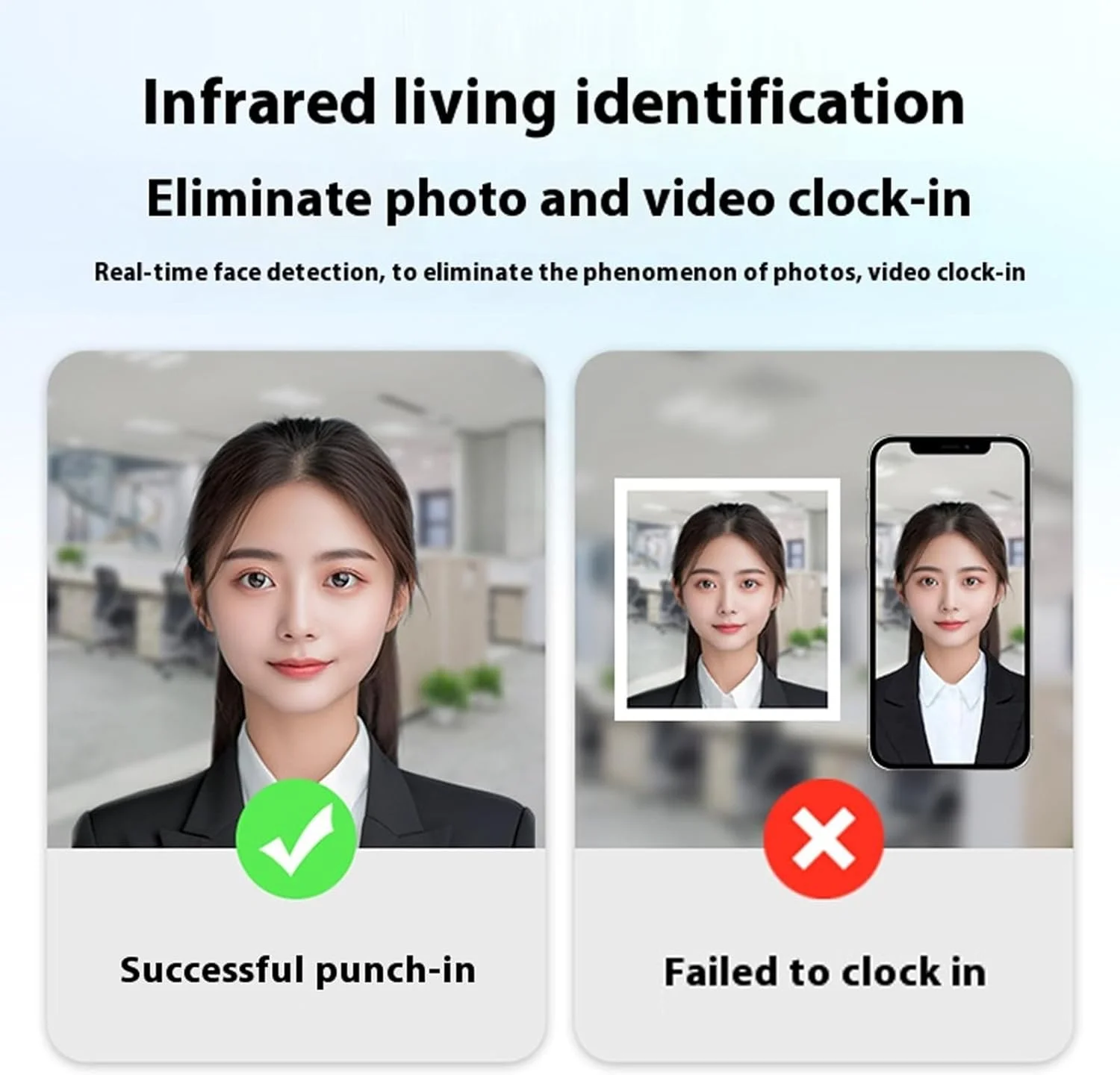 دستگاه حضور و غیاب تشخیص چهره Sunisfa، سیستم بیومتریک کارمندان، نور مرئی، کنترل دسترسی کارت چهره پویا، ساعت ورود و خروج دستگاه حضور و غیاب تشخیص چهره Sunisfa، سیستم بیومتریک کارمندان، نور مرئی، کنترل دسترسی کارت چهره پویا، ساعت ورود و خروج