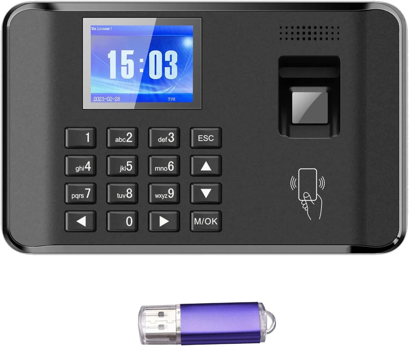 دستگاه تشخیص حضور و غیاب Sunydog، دستگاه حضور و غیاب اثر انگشت بیومتریک هوشمند برای ورود و خروج کارمندان، صفحه نمایش LCD 2.4 اینچی، عملکرد کارت شناسایی