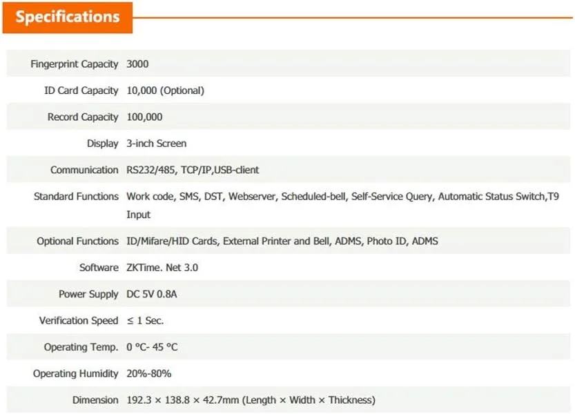 دستگاه ساعت زنی SJHDKLW BITSYZ، سیستم حضور و غیاب اثر انگشتی ZK با کارت خوان TCP/IP وب سرور، دستگاه ساعت زنی بیومتریک ثبت زمان