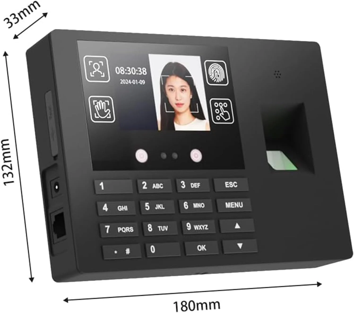 Saraele Attendance Machine,Face Recognition Time Clock Support Fingerprint Password Palm Print Facial Fast Recognition for Employees Access Control Machine Support Multi-language System USB Port Data