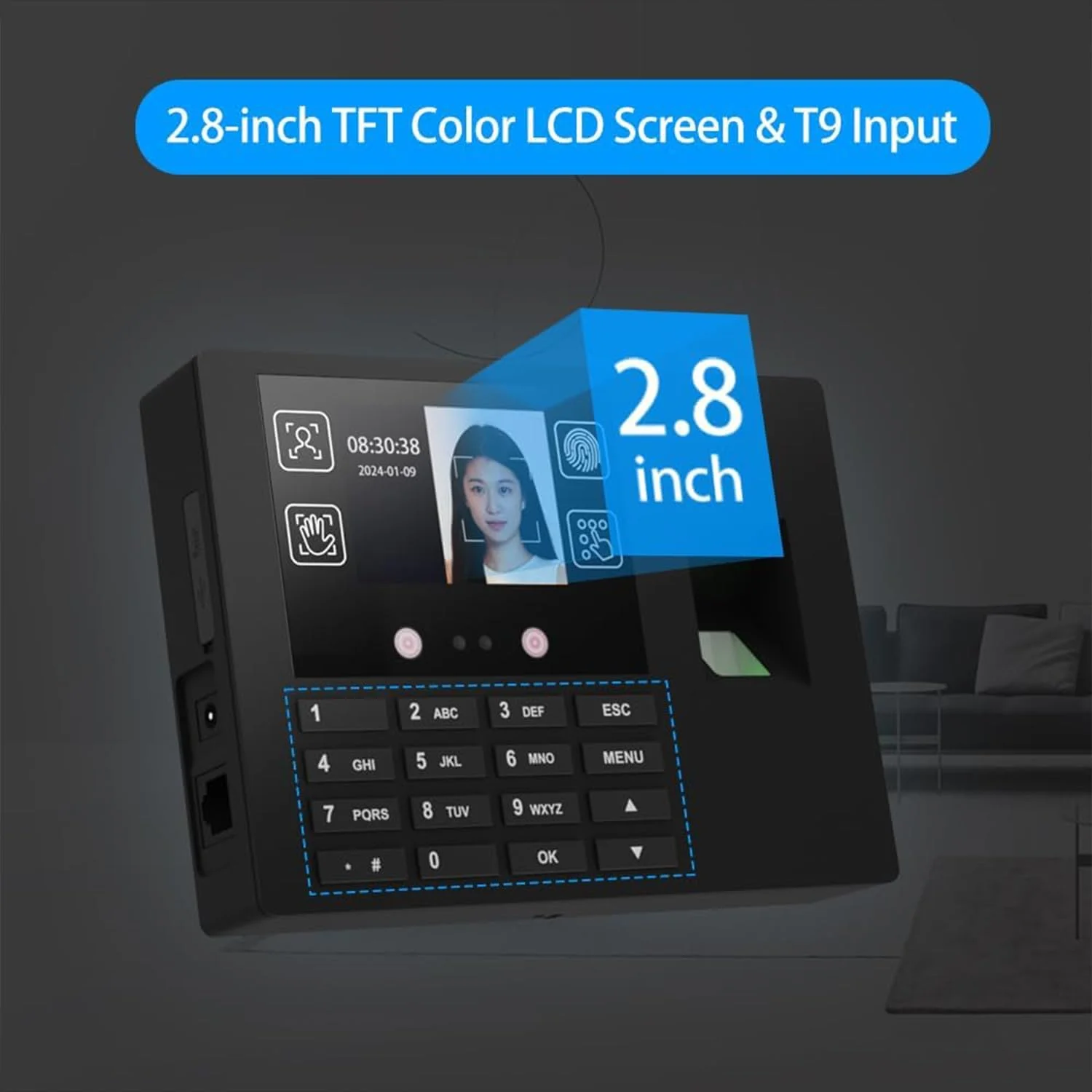 Saraele Attendance Machine,Face Recognition Time Clock Support Fingerprint Password Palm Print Facial Fast Recognition for Employees Access Control Machine Support Multi-language System USB Port Data