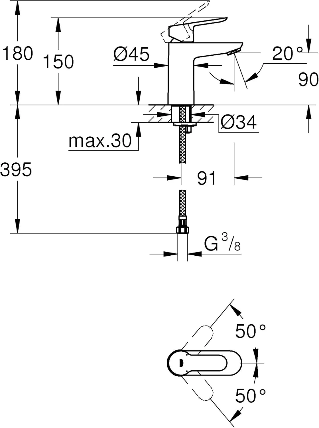 شیرآلات حمام Grohe، شیر مخلوط کننده سینک با ارتفاع استاندارد و صرفه جویی در آب با بدنه صاف - مجموعه BauEdge، 23330000 شیرآلات حمام Grohe، شیر مخلوط کننده سینک با ارتفاع استاندارد و صرفه جویی در آب با بدنه صاف - مجموعه BauEdge، 23330000