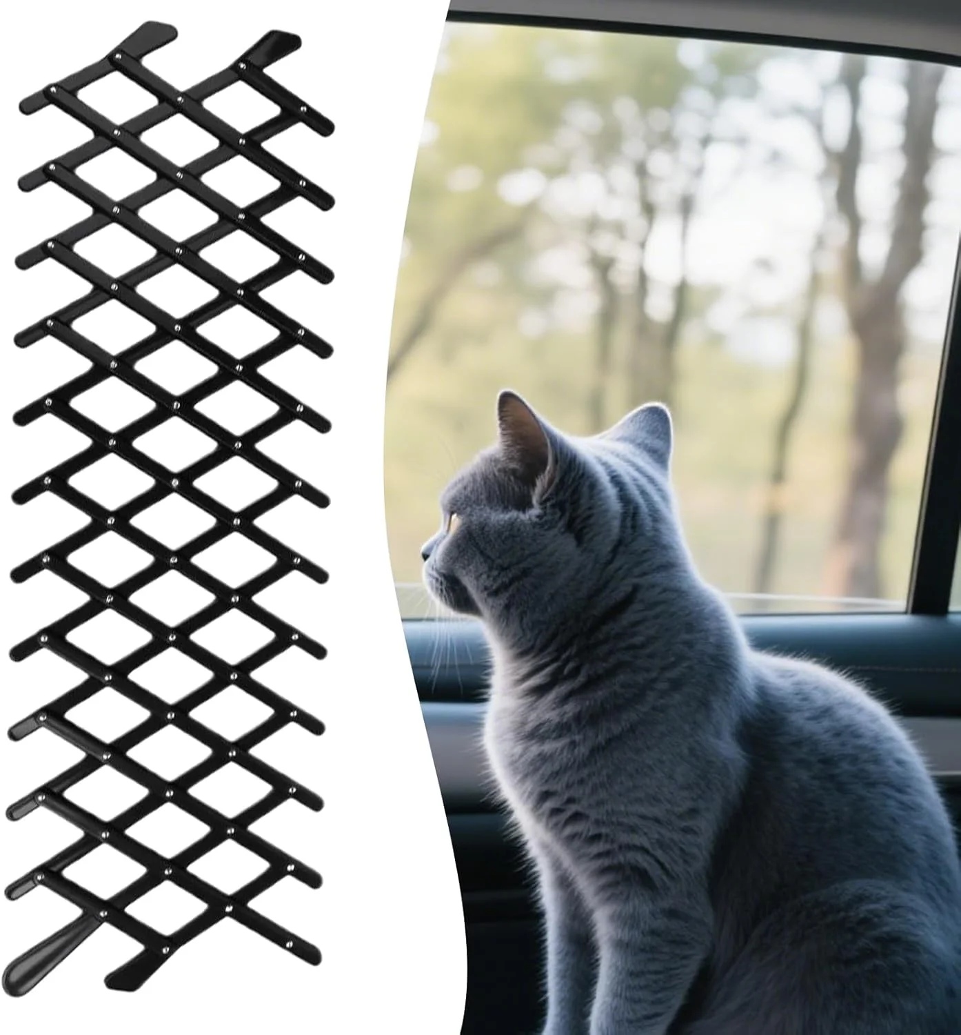 محافظ پنجره خودرو برای سگ - نرده محافظ پنجره خودرو برای حیوانات خانگی، توری جمع شونده | جلوگیری از بیرون پریدن حیوانات خانگی، نرده محافظ ایمنی برای خودروهای سواری، شاسی بلند، سدان، مینی ون و RV