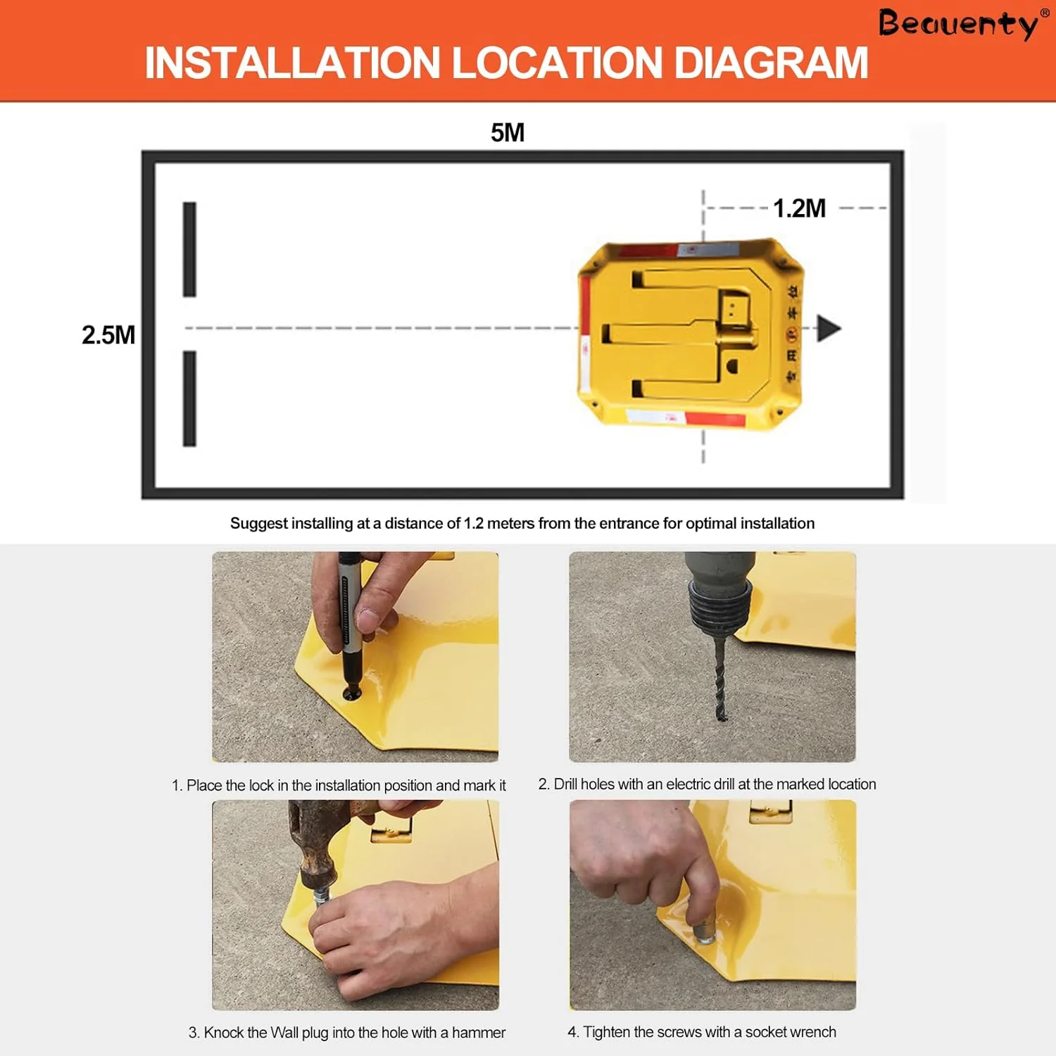 قفل پارکینگ خودرو Beauenty، قفل پارکینگ تاشو دستی، مانع پارکینگ تاشو، قفل اشغال فضای زمینی (مدل 2) قفل پارکینگ خودرو Beauenty، قفل پارکینگ تاشو دستی، مانع پارکینگ تاشو، قفل اشغال فضای زمینی (مدل 2)