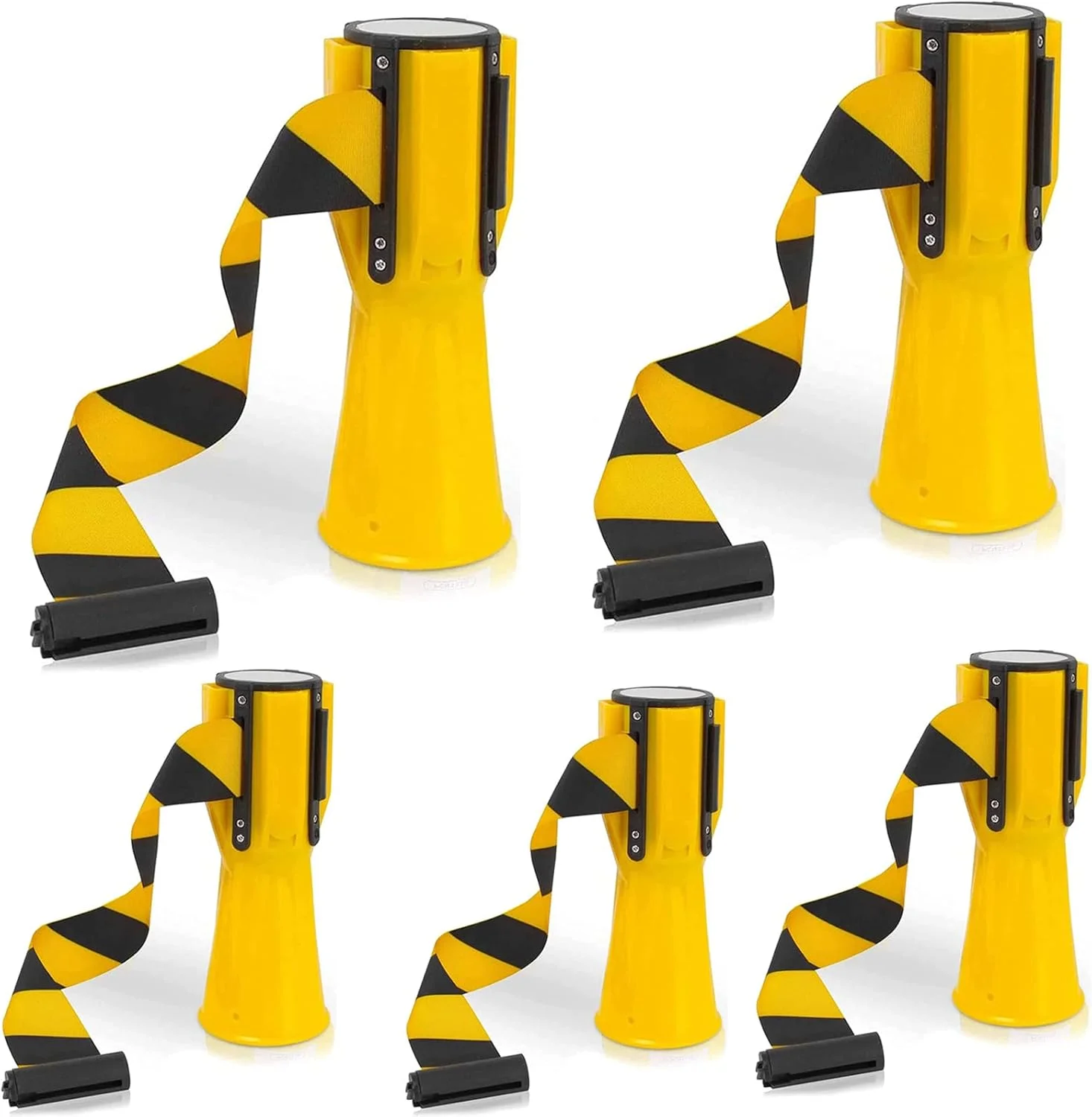 کمربند عایق تلسکوپی BZZBZZ، مانع کمربند جمع شونده 3 متری، میله اتصال مخروطی جاده خودرو 5 عددی، نوار مانع هشدار خطر مخروط ترافیکی جمع شونده اضطراری