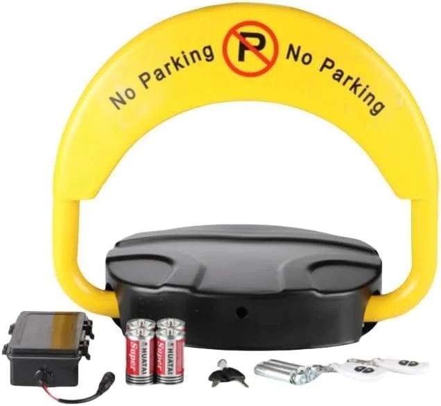 مانع پارکینگ تاشو اتوماتیک ضد آب با 2 کنترل از راه دور، مانع پارکینگ ضد تداخل خودرو - زرد و مشکی بدون برچسب پارک ممنوع