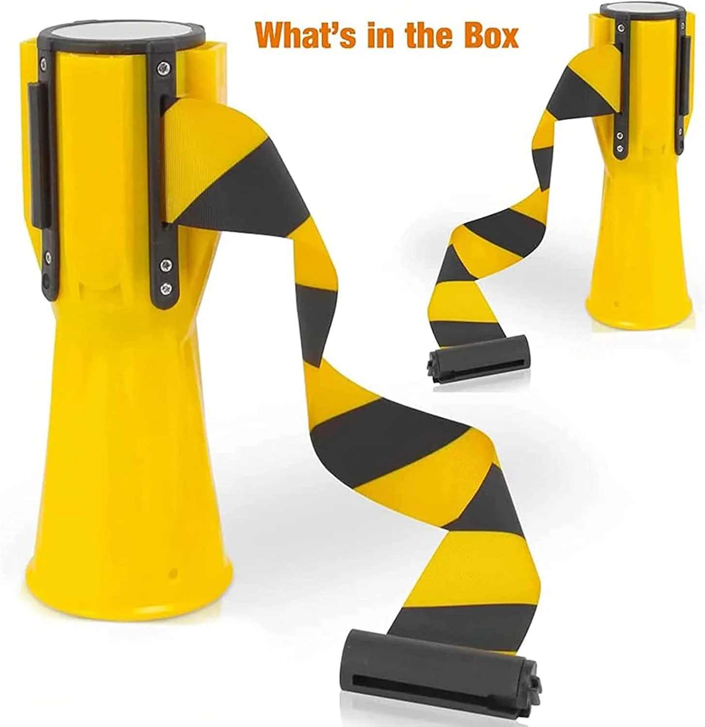 کمربند عایق تلسکوپی BZZBZZ، مانع کمربند جمع شونده 3 متری، میله اتصال مخروطی جاده خودرو 5 عددی، نوار مانع هشدار خطر مخروط ترافیکی جمع شونده اضطراری