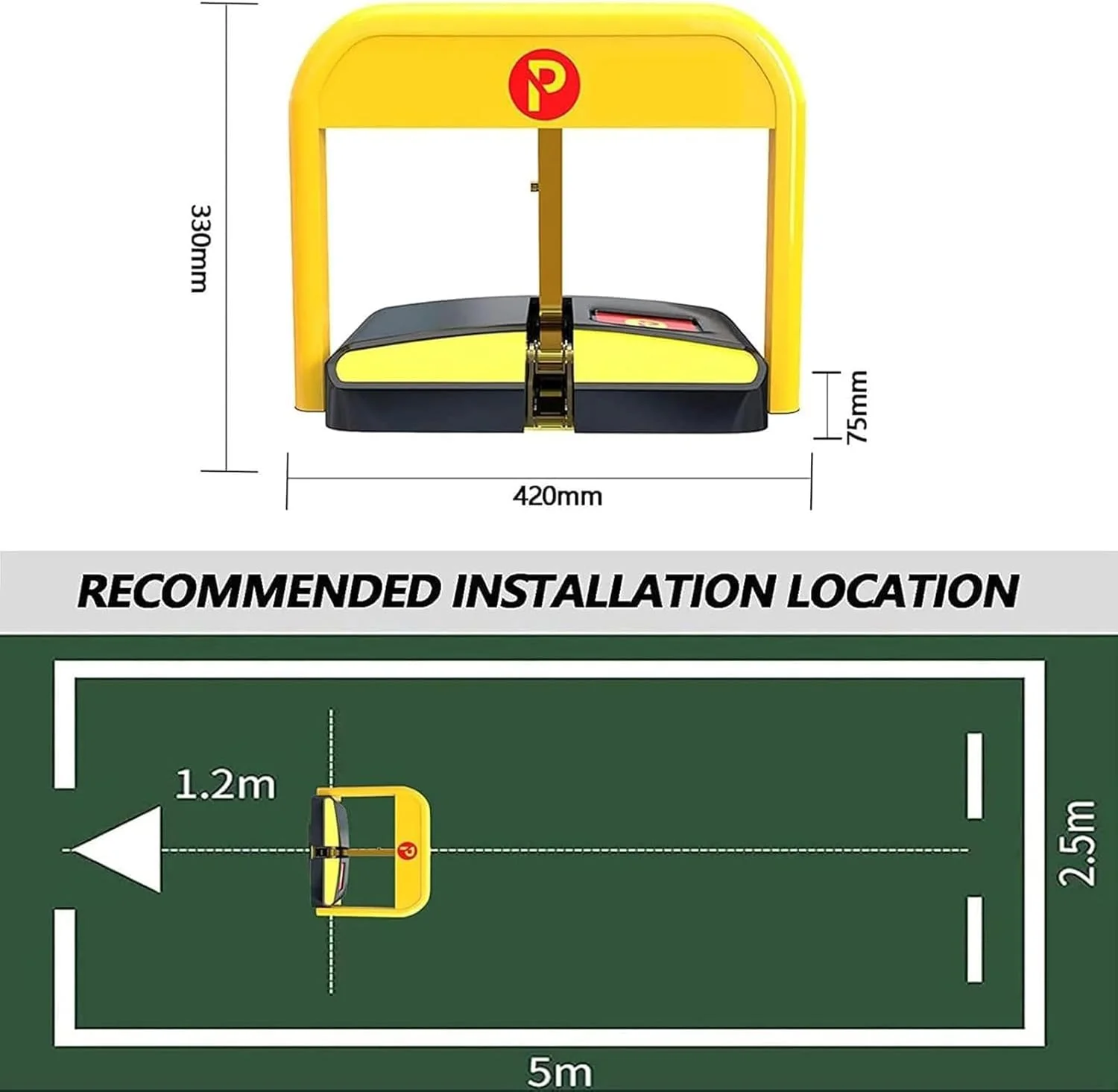 مسدود کننده پارکینگ، قفل فضای پارک، قفل پارکینگ خودرو با کنترل از راه دور، مانع پارکینگ تاشو اتوماتیک ضد آب با 2 کنترل از راه دور، مسدود کننده پارکینگ برای خانه، تجارت