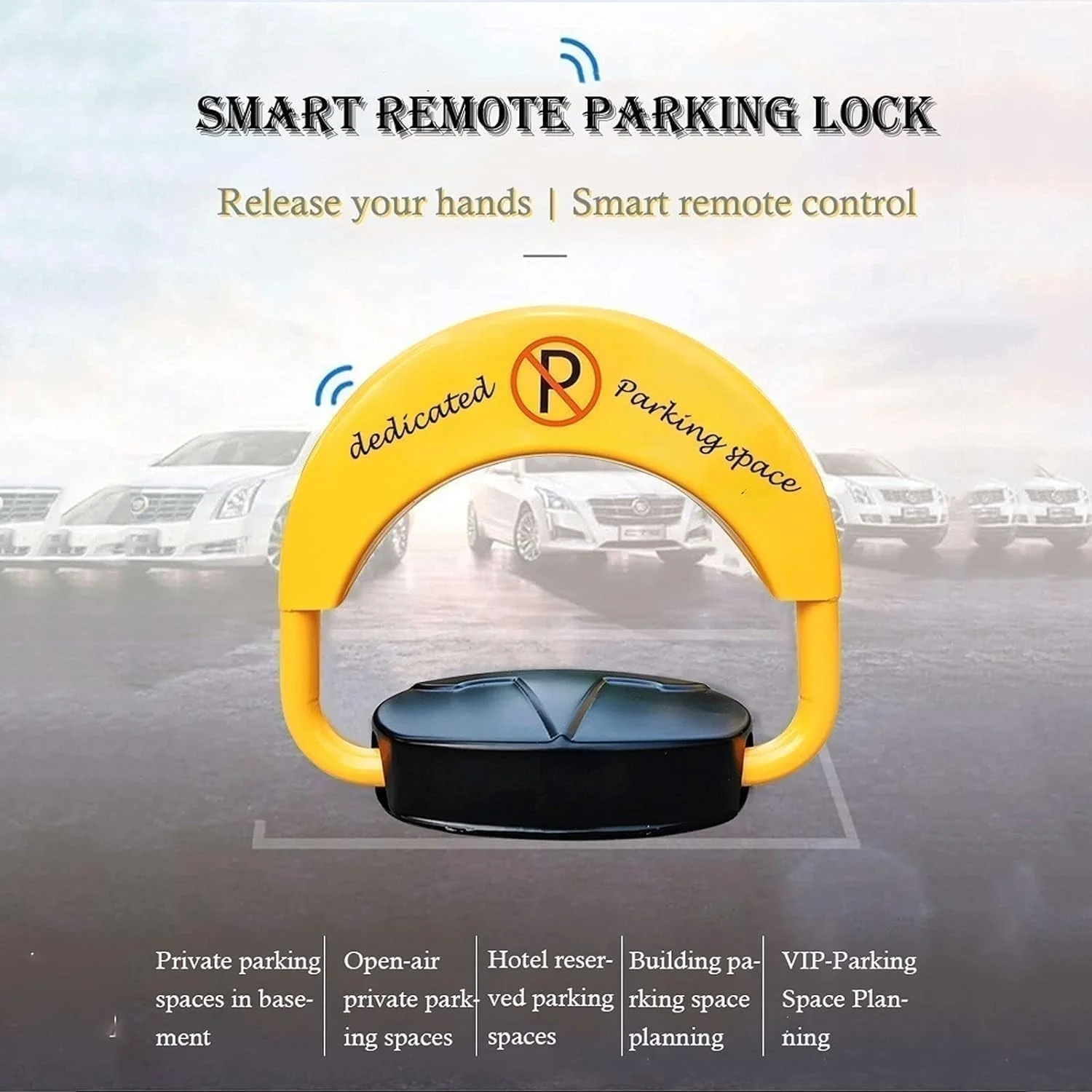 مانع پارکینگ تاشو اتوماتیک ضد آب با 2 ریموت کنترل، ضد تداخل، زرد و مشکی به همراه برچسب "پارک ممنوع"، محافظت از خودرو، مدیریت پارکینگ، ایمنی خودرو، بادوام و دید بالا