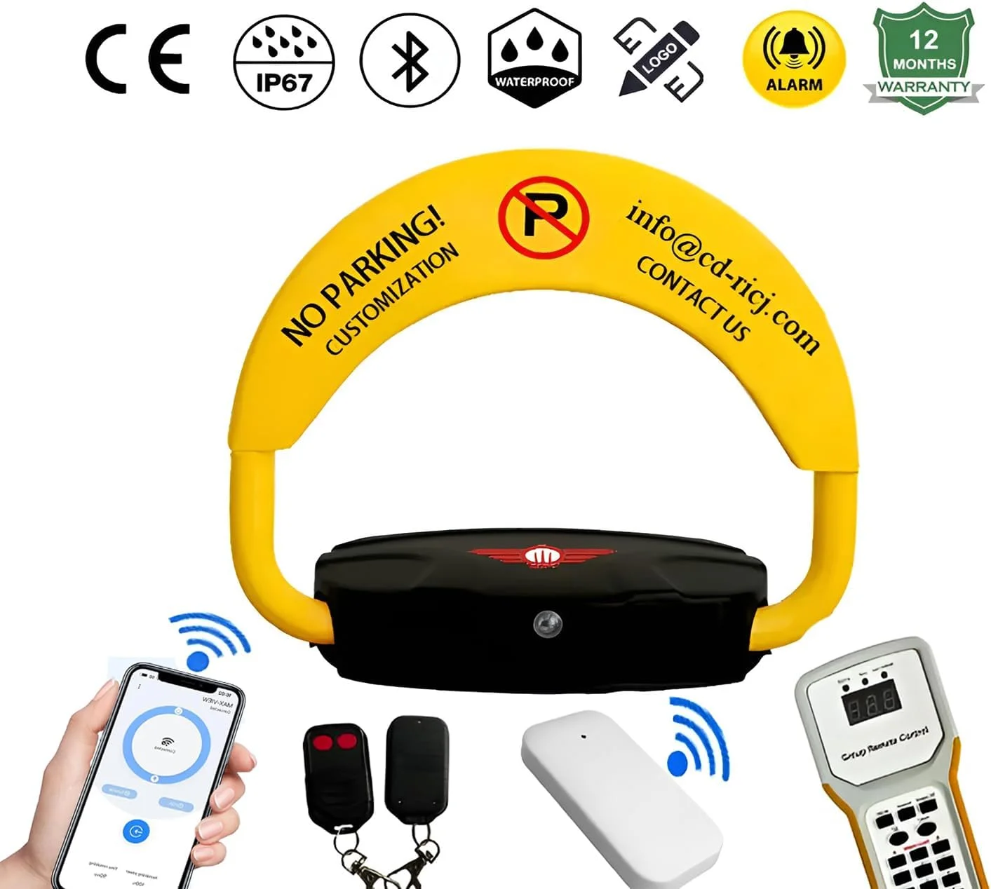 قفل پارکینگ کنترل از راه دور بی سیم ADAK، ضد آب IP67، دارای 2 ریموت، مانع پارکینگ اتوماتیک، قفل پارکینگ شخصی