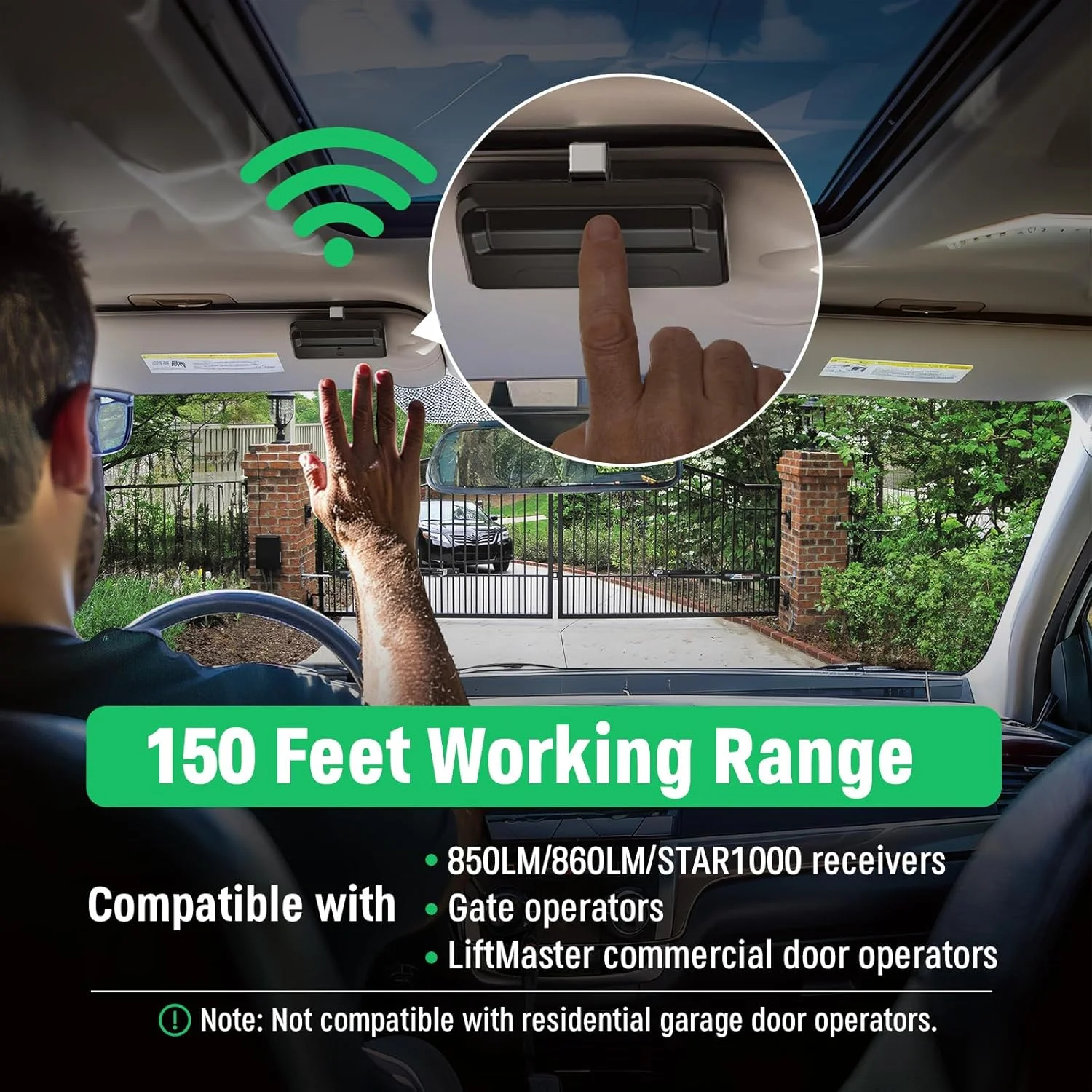 ریموت جایگزین درب بازکن گیت 811LMX برای کنترل از راه دور Liftmaster 811LMX/811LM، برای گیرنده Liftmaster 850LM/860LM/Star1000، درب بازکن گیت تجاری، Security+ 2.0، 12 دیپ سوئیچ، 8 عددی