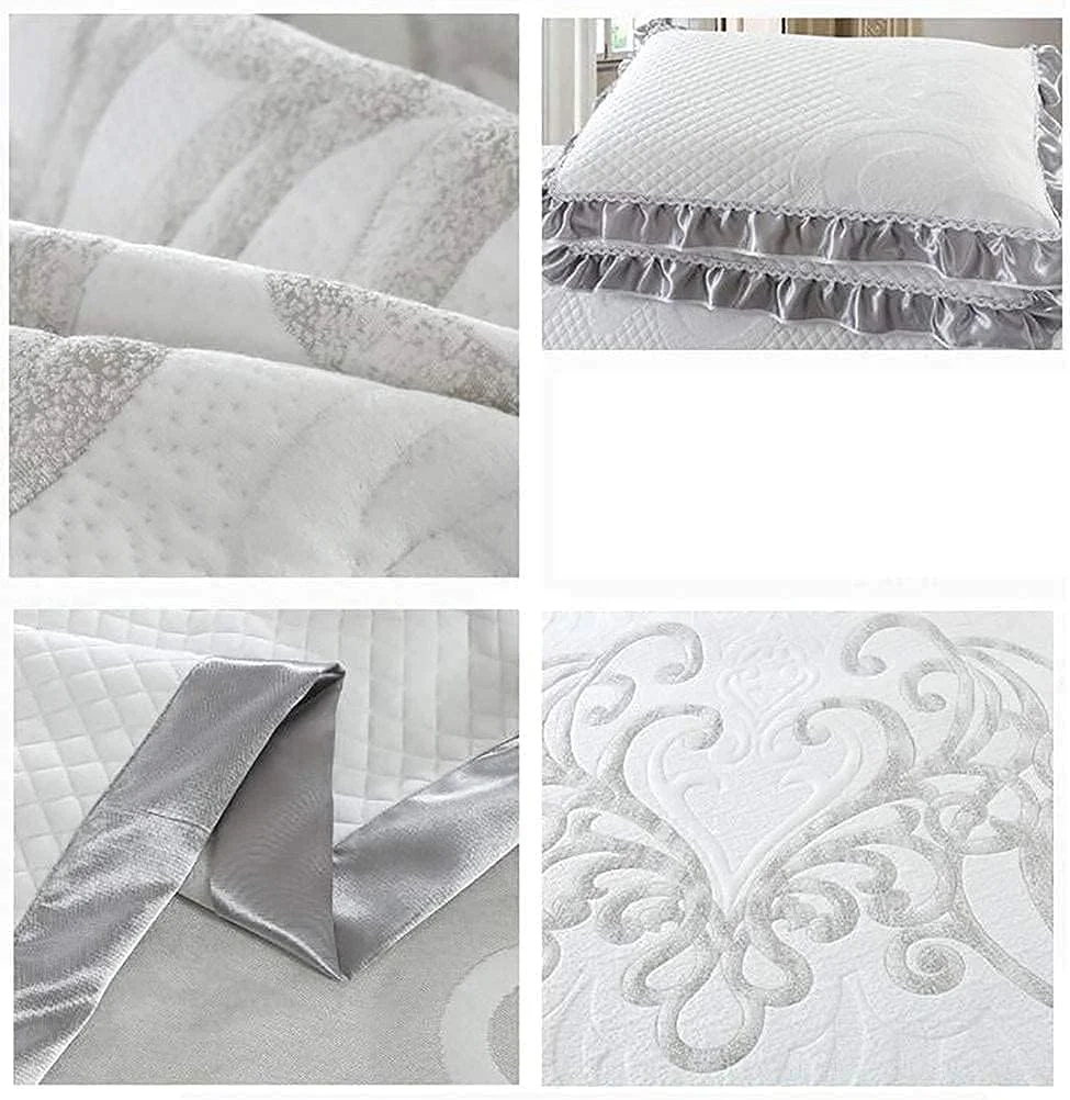 ست روتختی لحاف دوزی شده گلدوزی شده GaRcan، 3 تکه، ست روتختی گرم و نرم میکروفیبر پنبه ای سایز دو نفره کینگ، 9، 230x245 سانتی متر (91x96 اینچ) (3 230x245 سانتی متر (91x96 اینچ))