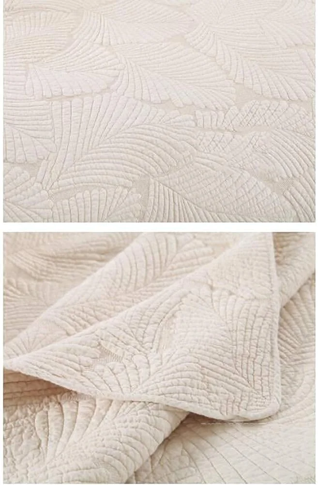 ست روتختی سه تکه برجسته GaRcan، پنبه‌ای، دو رو، گلدوزی شده، رو تختی لحافی به همراه 2 روبالشی، سفید، 250 در 270 سانتی‌متر (سفید 250 * 270 سانتی‌متر)